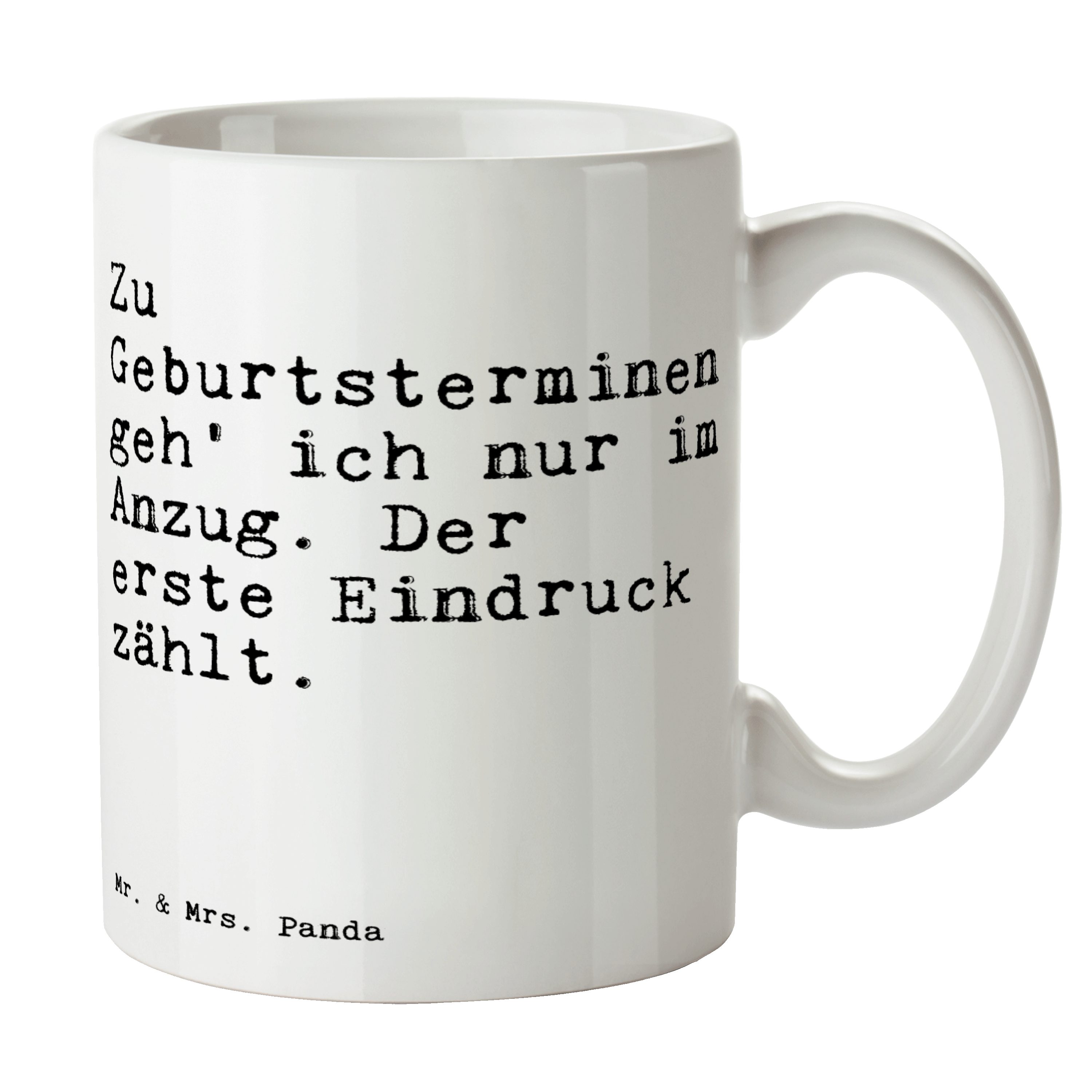 Mr. & Mrs. Panda Tasse »Zu Geburtsterminen geh' ich... Weiß Danke