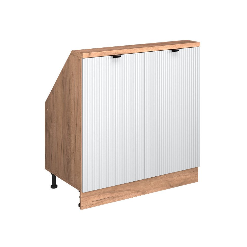 Vicco Kommode Rion, Weiß Riffel, 80 x 81.6 cm mit 2 Türen (1 St)