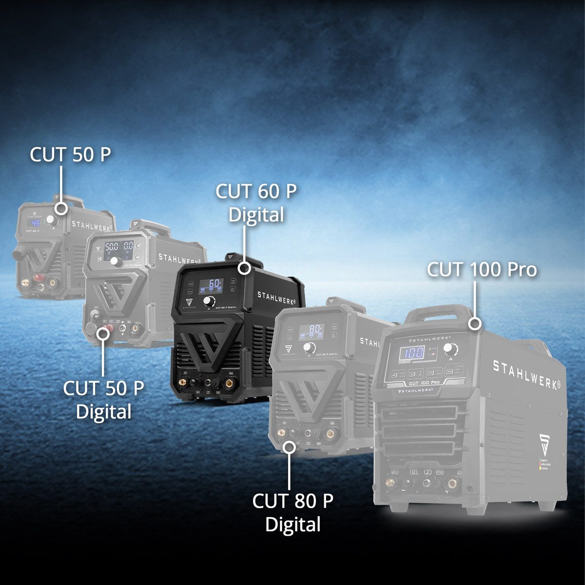 STAHLWERK Plasmaschneidegerät Plasmaschneider CUT 60 P Digital mit 60 A und Schneidleistung bis 20mm, 20 - 60 A, Packung, 1-tlg., Vollausstattung, bis 24 mm Schneidleistung