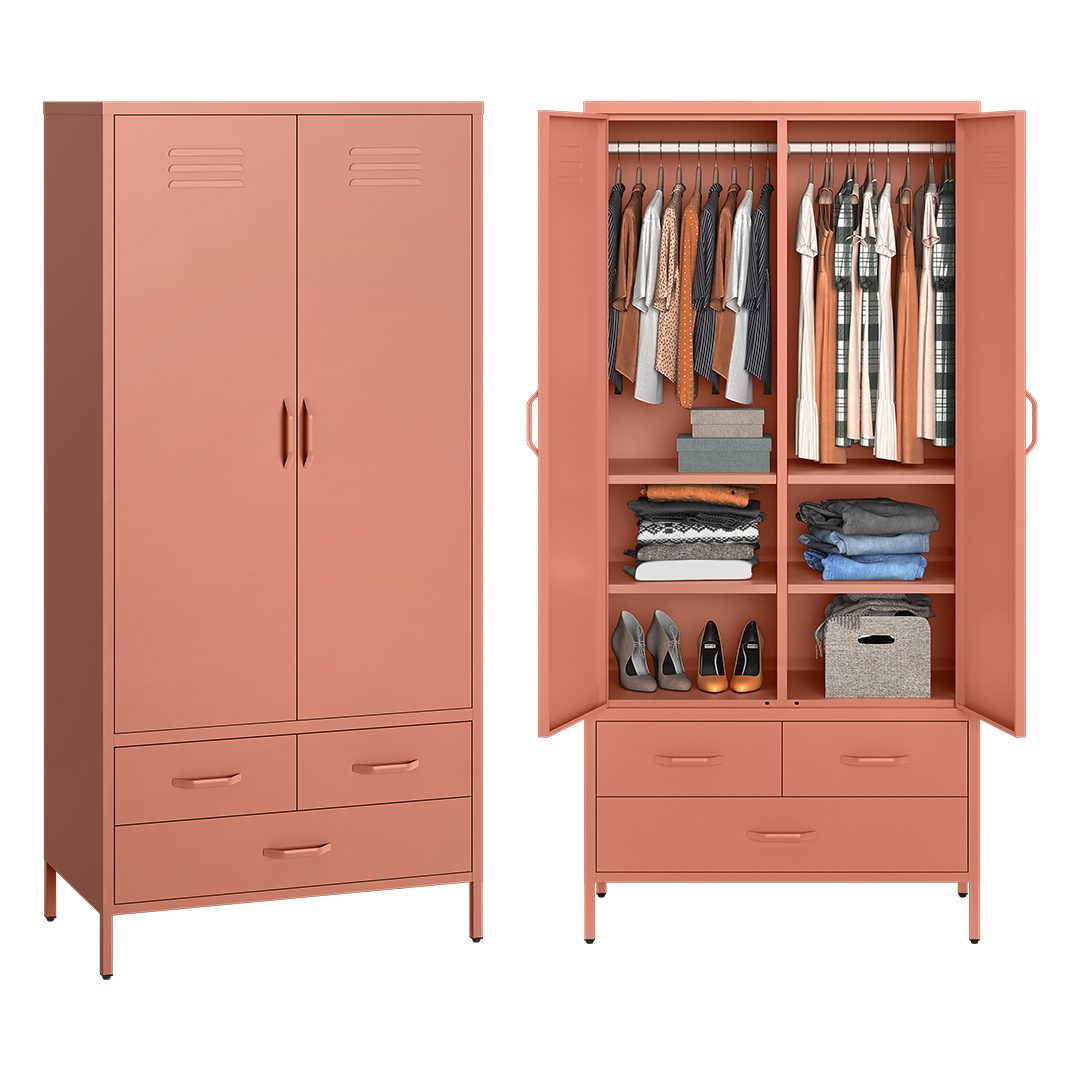 skølm Kleiderschrank Atria (Metall Kleiderschrank) Doppeltür mit 3 Schublad günstig online kaufen