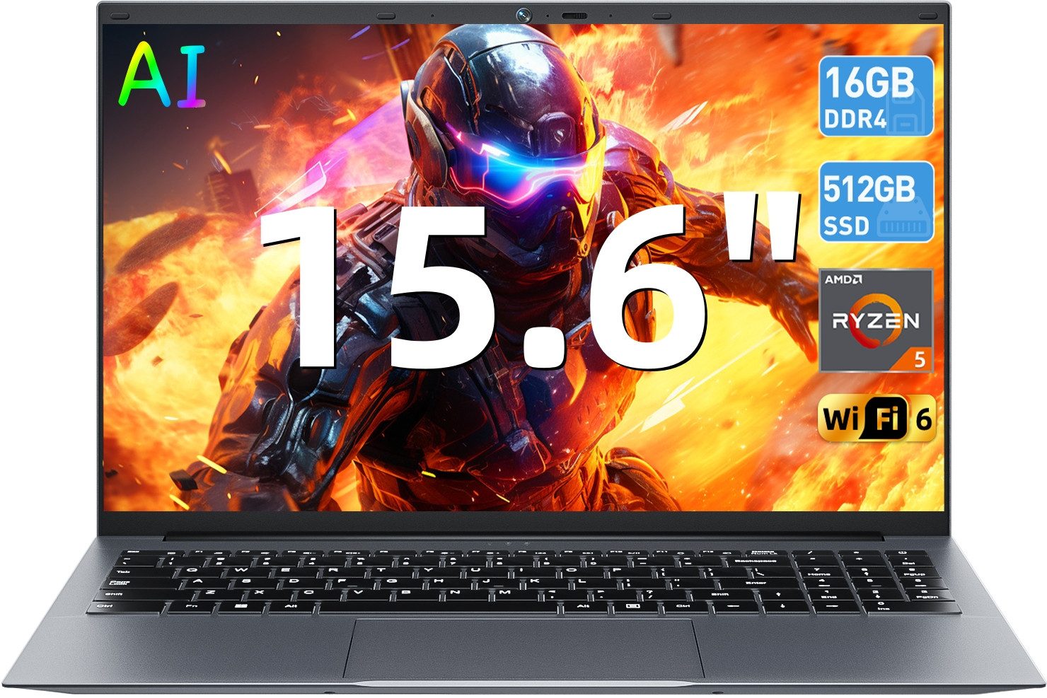 MENGHU 15,6" FHD AI Laptop mit beleuchteter Tastatur 16GB RAM 512GB SSD Notebook (R5-3500 R5-3500, Integrated Graphics / Intel® UHD Graphics, 512 GB SSD)