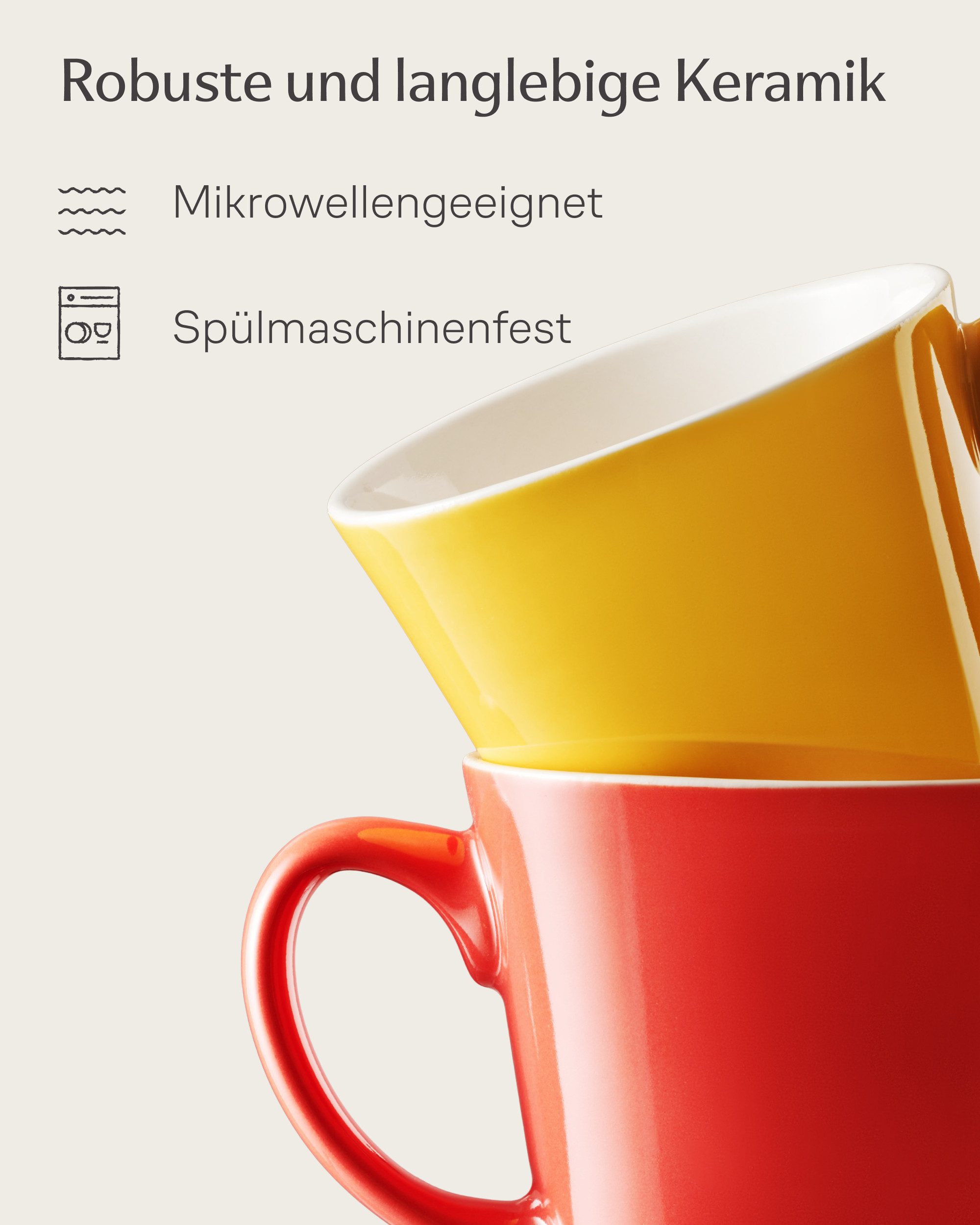 Cosumy Espressotasse Espressotassen Set 6er mit Untertassen - Keramik Mokkatassen - 70ml, 12-tlg., Keramik, 70ml – Bild 4 von 5