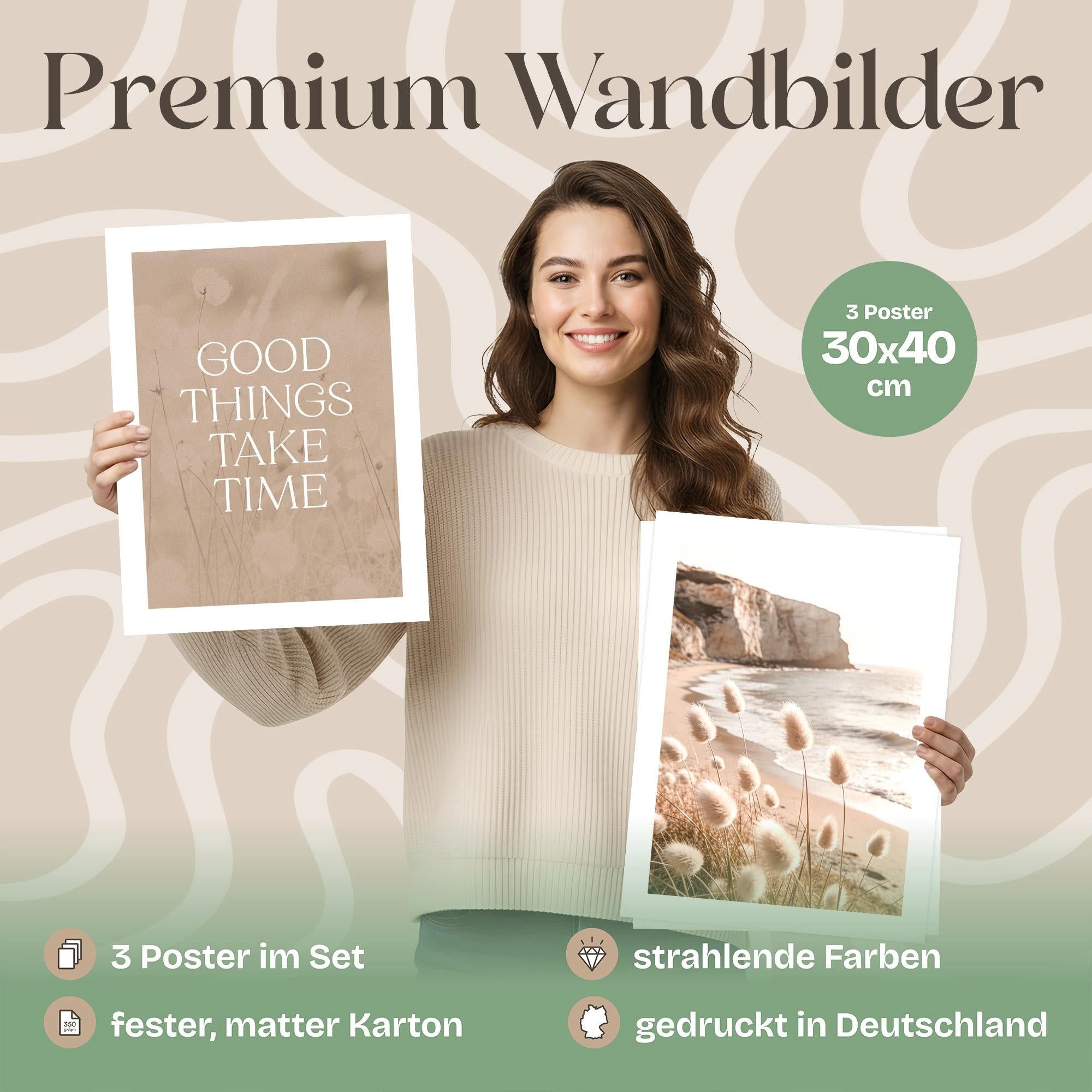 ARTFAVES Bilder-Collage Poster Set Boho Summer Trio I mehrteilige Bilderwand I Wandbilder Somm, (Wandbilder modern, 3 St)