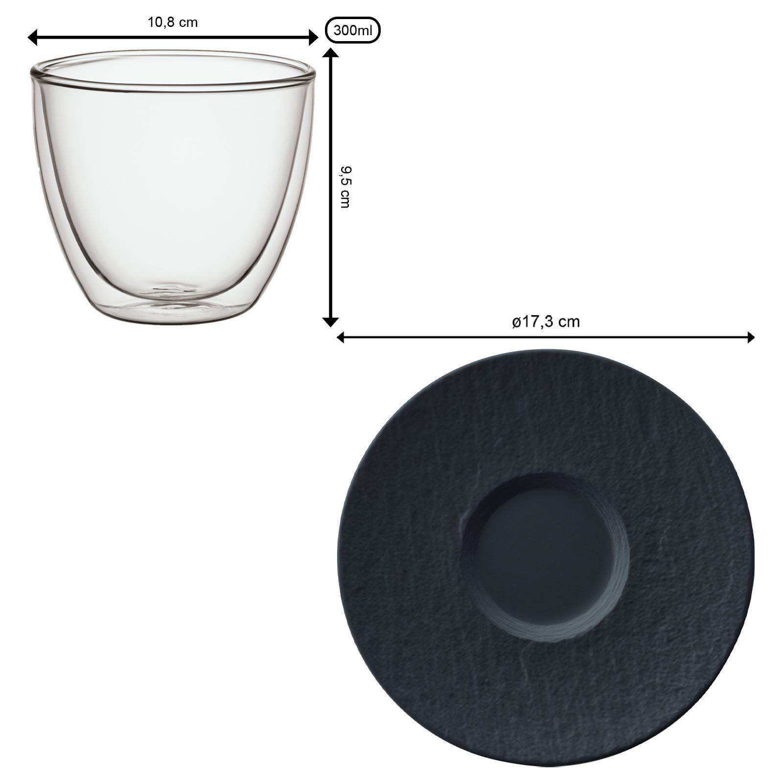 Villeroy & Boch Latte-Macchiato-Glas Manufacture Rock Café au Lait-Set 250 ml, 2-tlg., Material-Mix