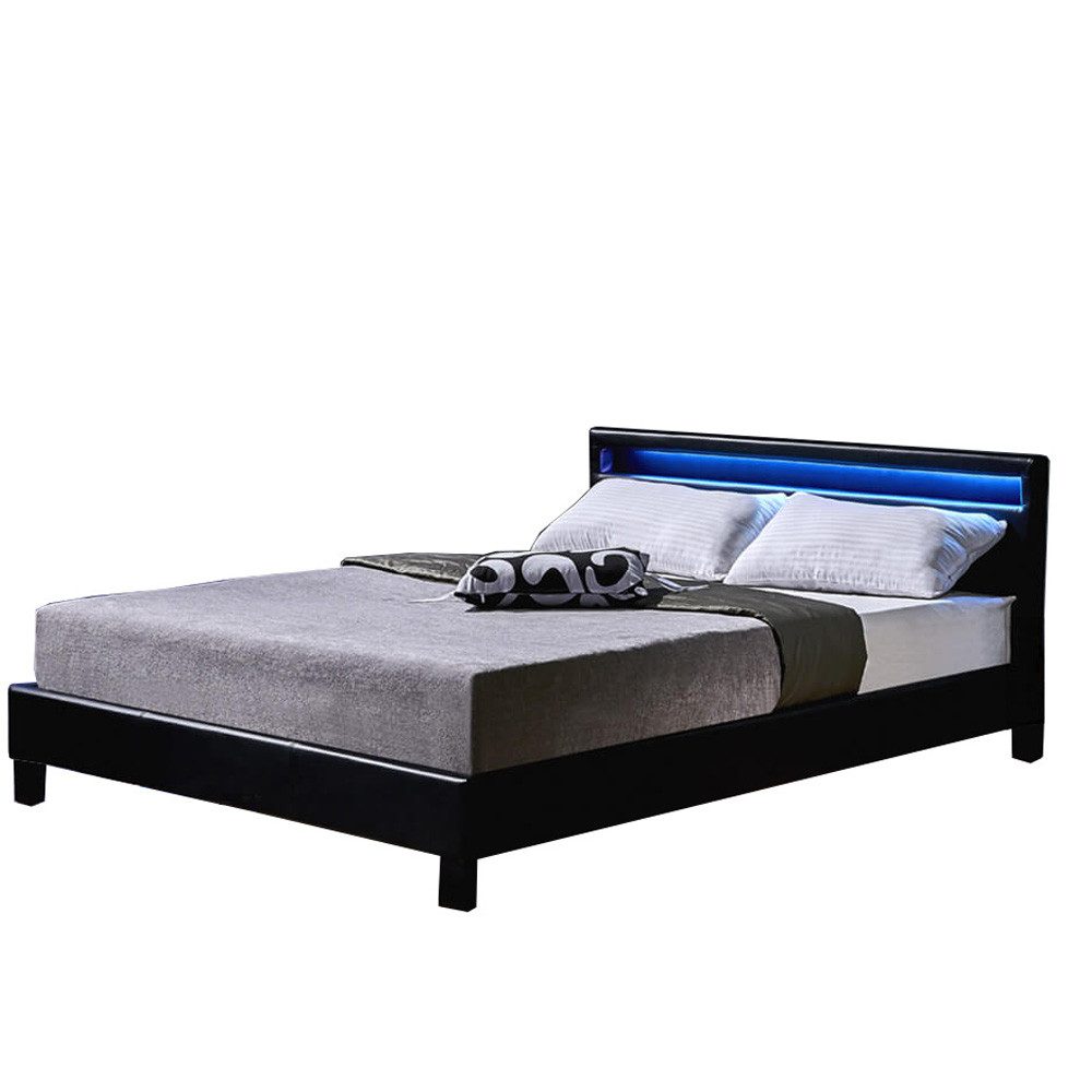 HOME DELUXE Bett LED Bett ASTRO (Set, 2-tlg., Bett und Lattenrost), extra großes gepolstertes Kopfteil,Variante mit oder ohne Matratze