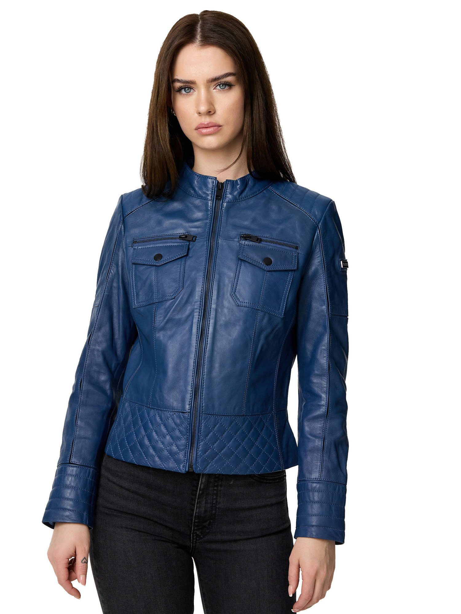 Tazzio Lederjacke F524 moderne & zeitlose Damen Jacke im Biker Look