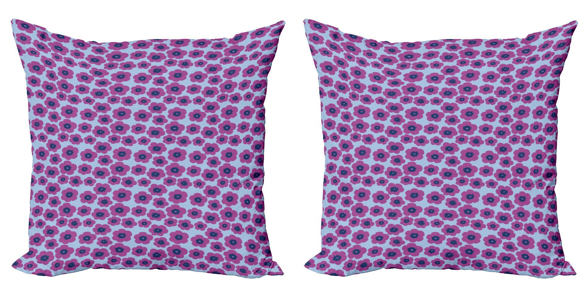 Kissenbezüge Modern Accent Doppelseitiger Digitaldruck, Abakuhaus (2 Stück), Beschwingt Hand gezeichneter rosa Mohnblumen