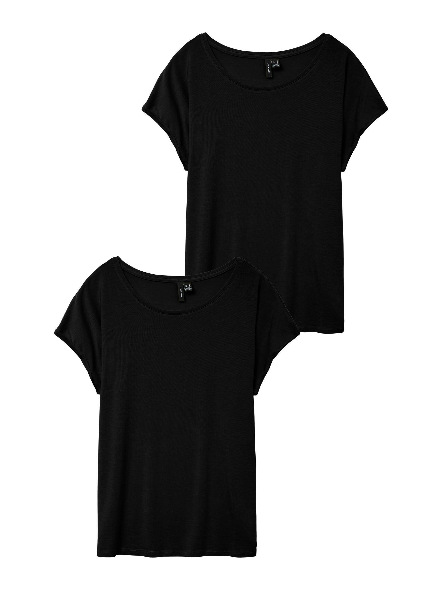Vero Moda T-Shirt 2er-Pack Einfarbiges Stretch Oberteil (2-tlg) VMAVA PLAIN SS TOP GAJRS NOOS
