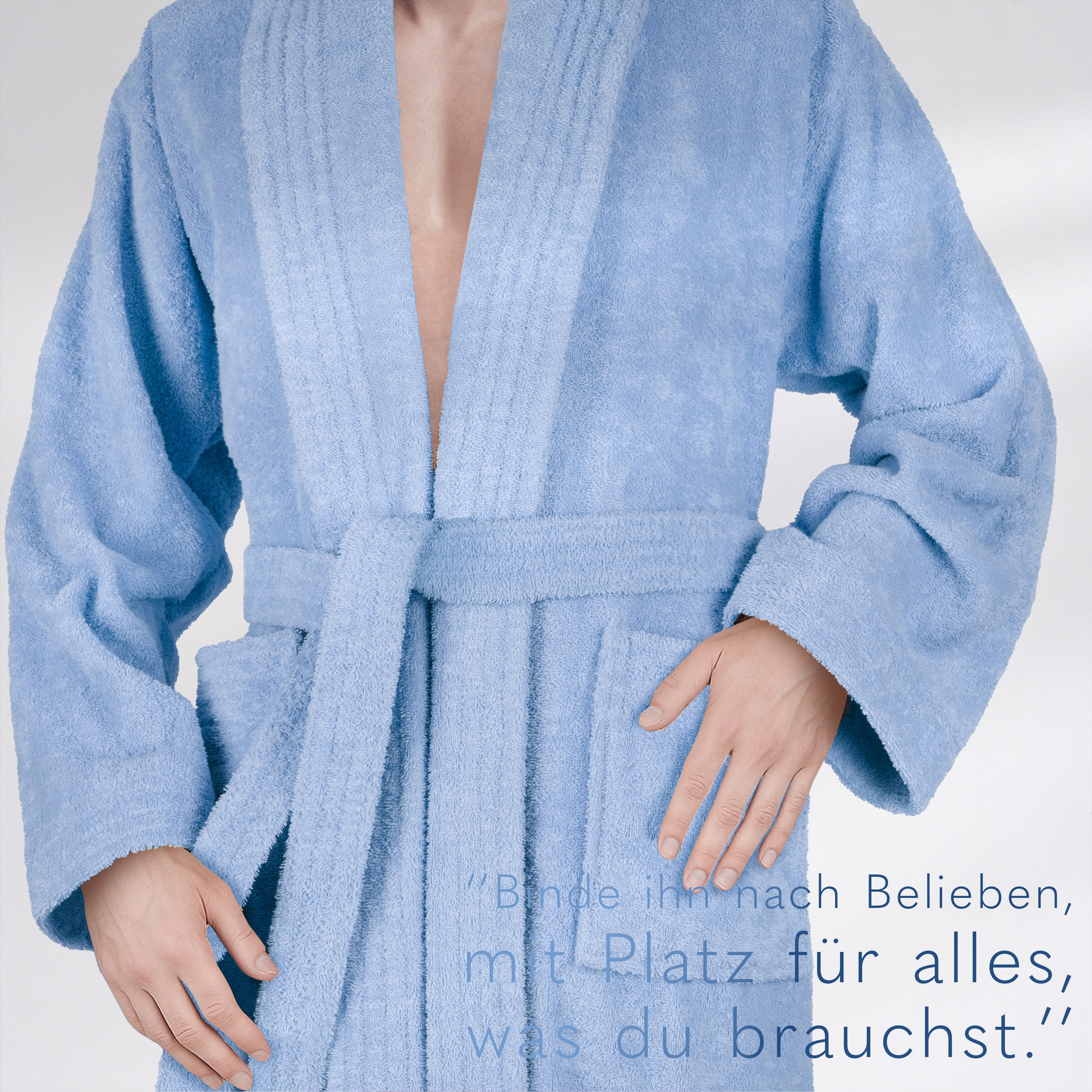 HAMMETEX Herrenbademantel hergestellt aus 100% Baumwolle – 380 g/m² Frottee, mit Taschen, Langform, Baumwolle, Schalkragen, Gürtel, saugfähig & Weich – Bild 4 von 5