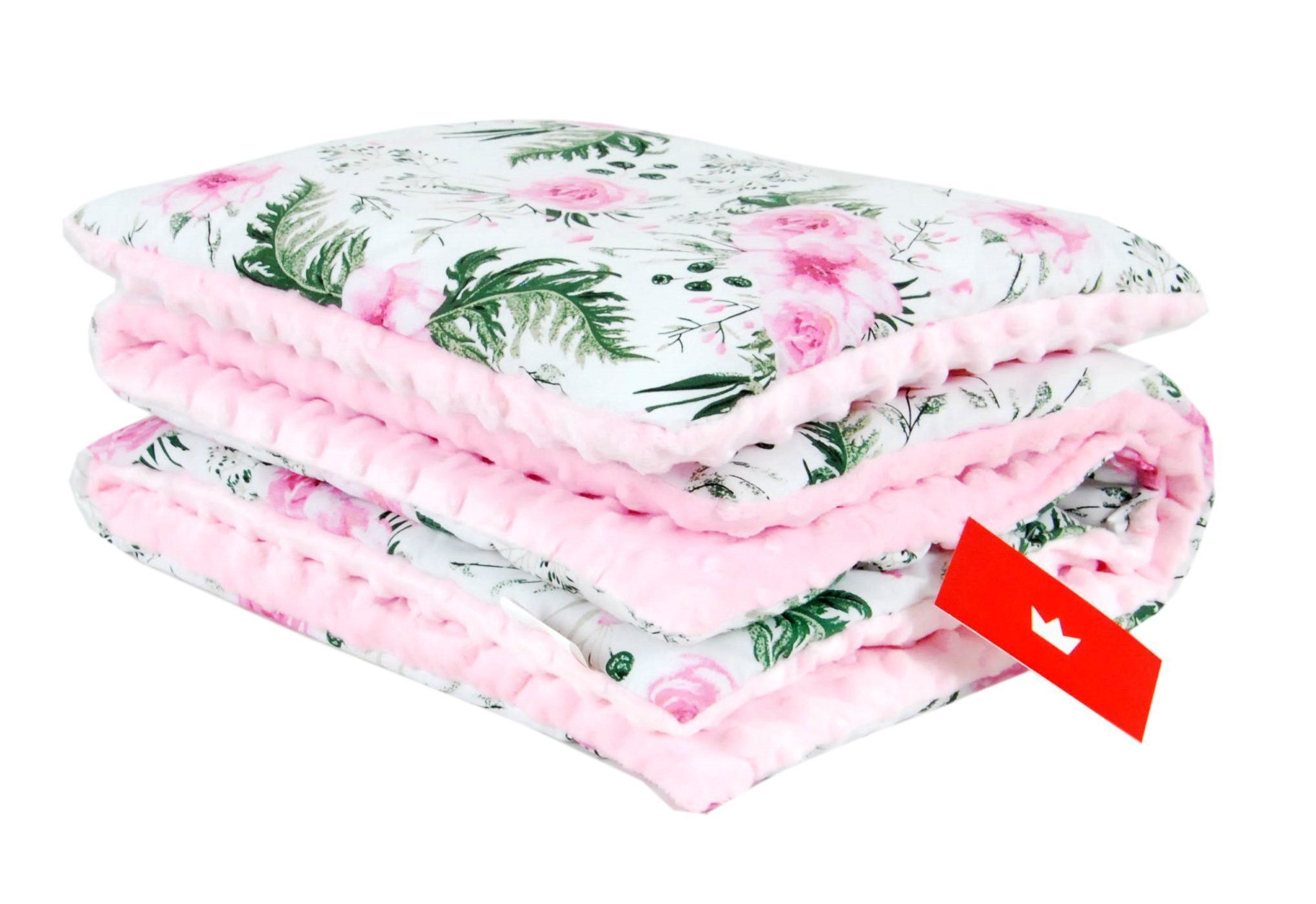 Kinderdecke BABYLUX Babydecke MINKY 2Set Kuscheldecke Decke 75 x 60cm Kinderwagen, BabyLux, MP110 - Rosa + Blumen – Bild 4 von 4