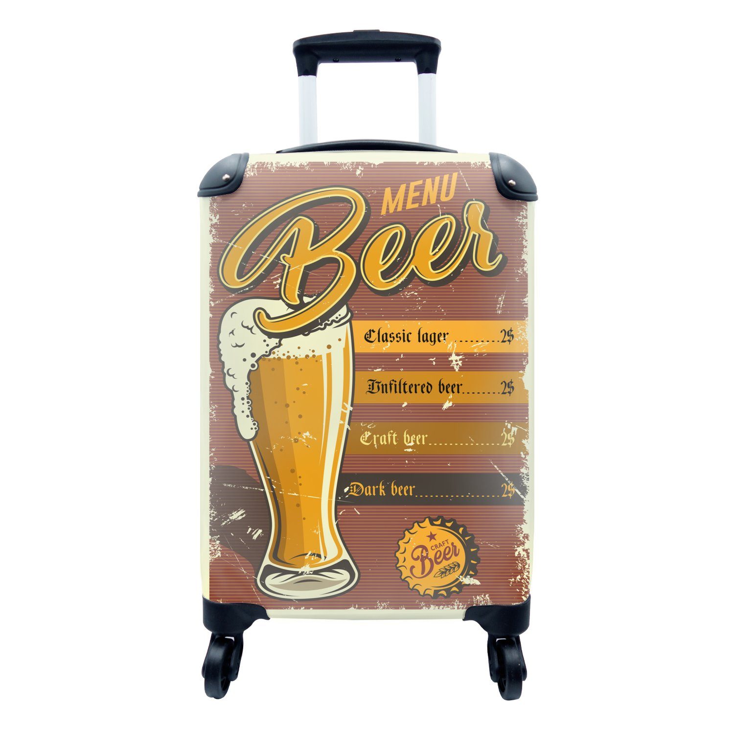 MuchoWow Handgepäckkoffer Mancave - Bier - Vintage - Werbung, 4 Rollen, Reisetasche mit rollen, Handgepäck für Ferien, Trolley, Reisekoffer