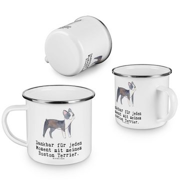 Mr. & Mrs. Panda Becher Boston Terrier Moment - Weiß - Geschenk, Metalltasse, Welpe, Emaille, Emaille, Korrosionsbeständig