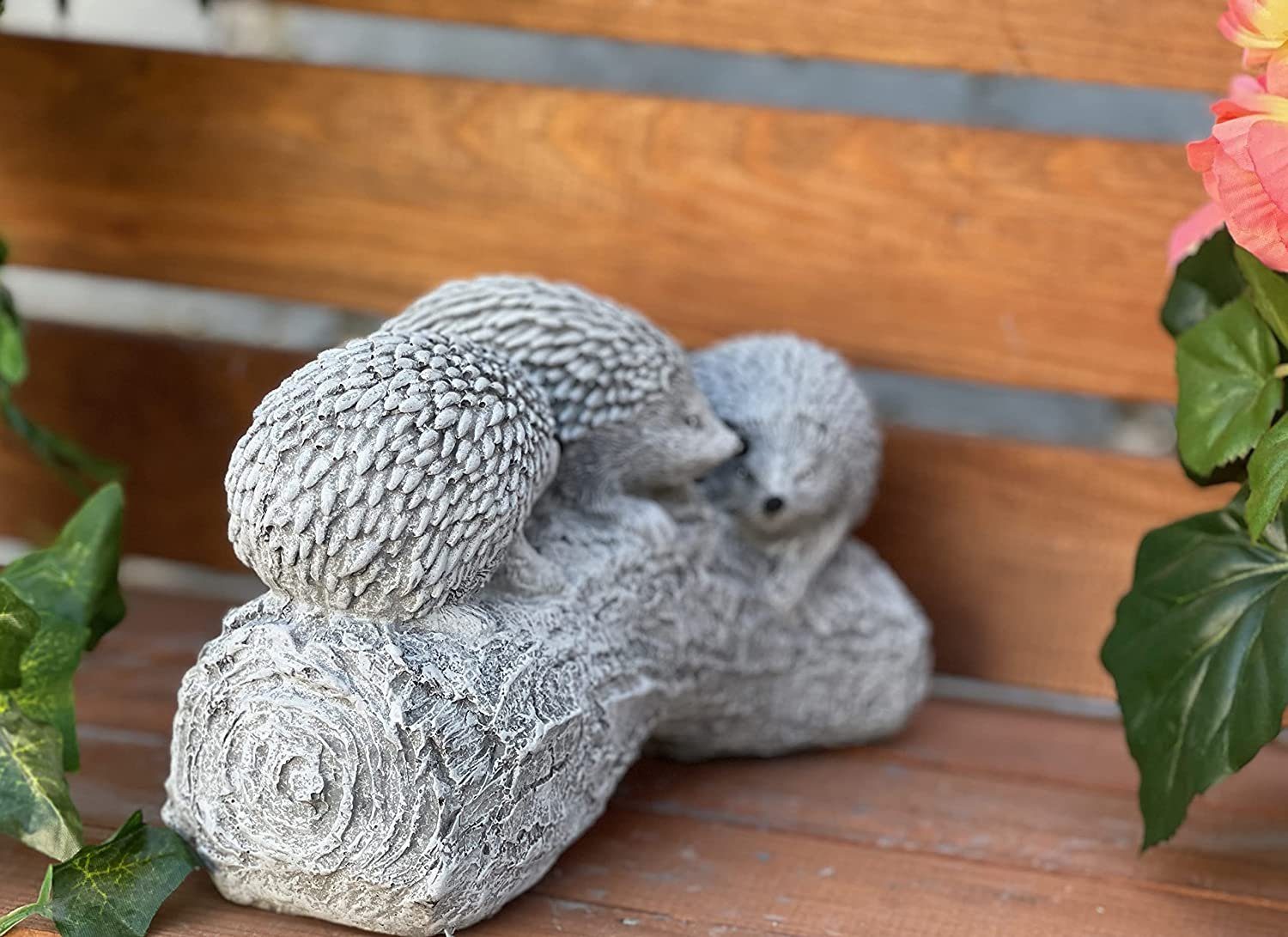 Gartenfigur auf Igel Style Steinfigur Stone Baumstamm and 3