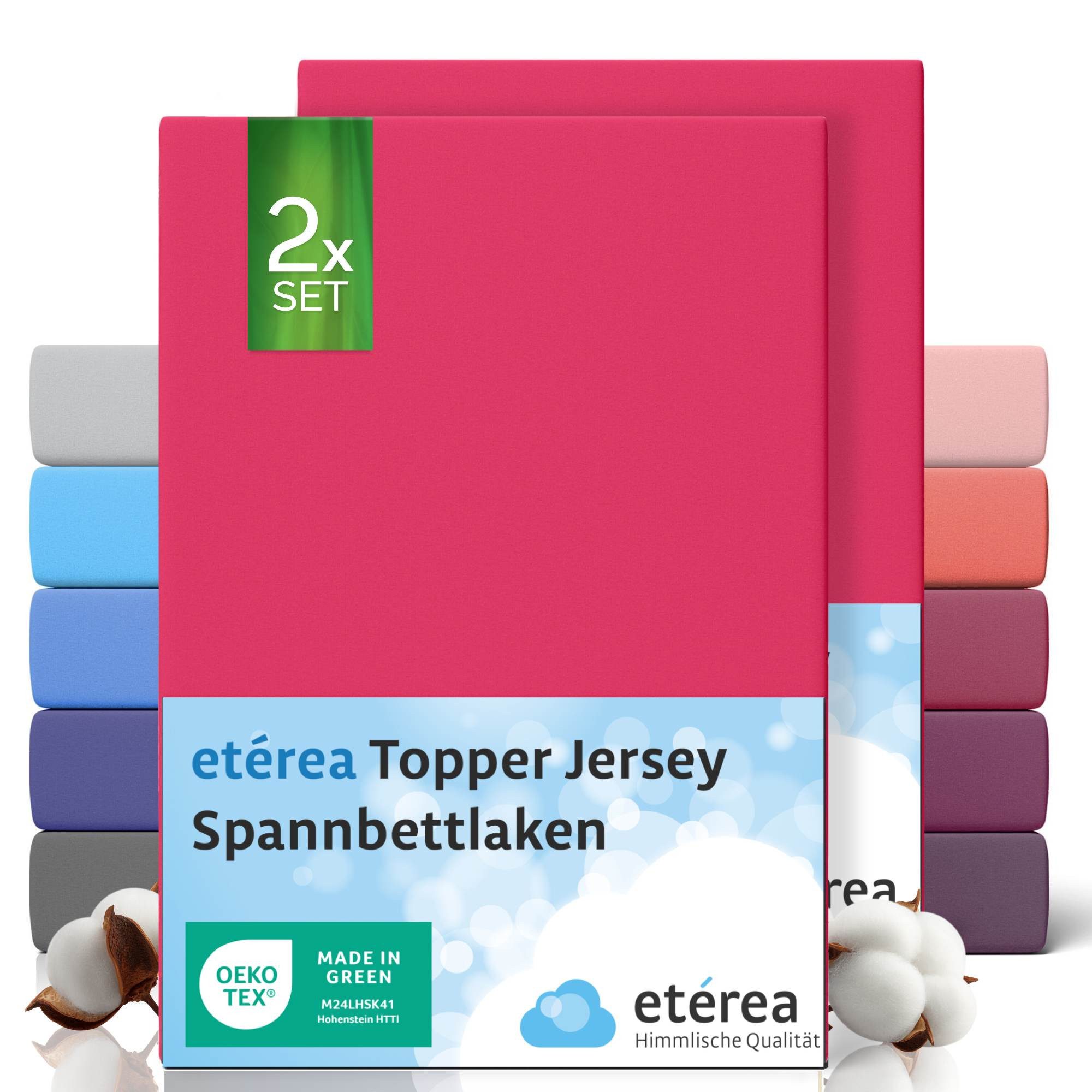 etérea Himmlische Qualität Spannbettlaken 2x etérea Comfort Jersey Topper Spannbettlaken, Jersey, Gummizug: rundum, (2 Stück)
