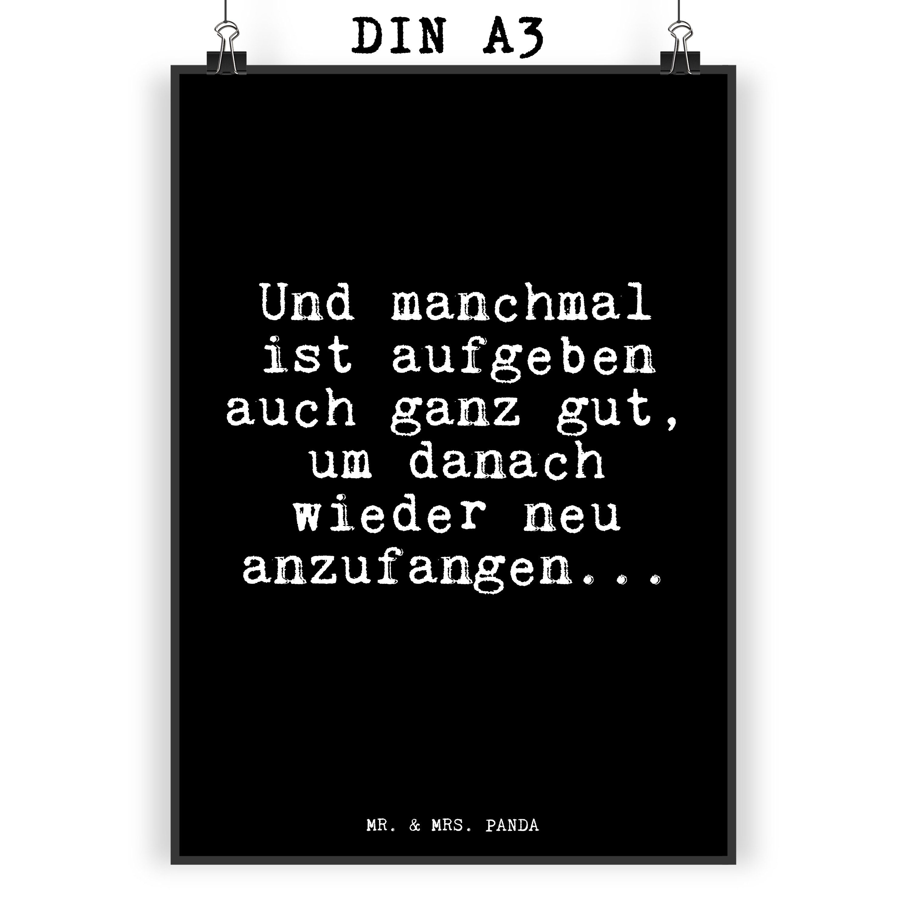 Mr. & Mrs. Panda Poster »Und manchmal ist aufgeben... Schwarz