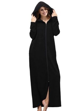 FIDDY Bademantel Damen-Pyjama mit langen Ärmeln und Reißverschluss