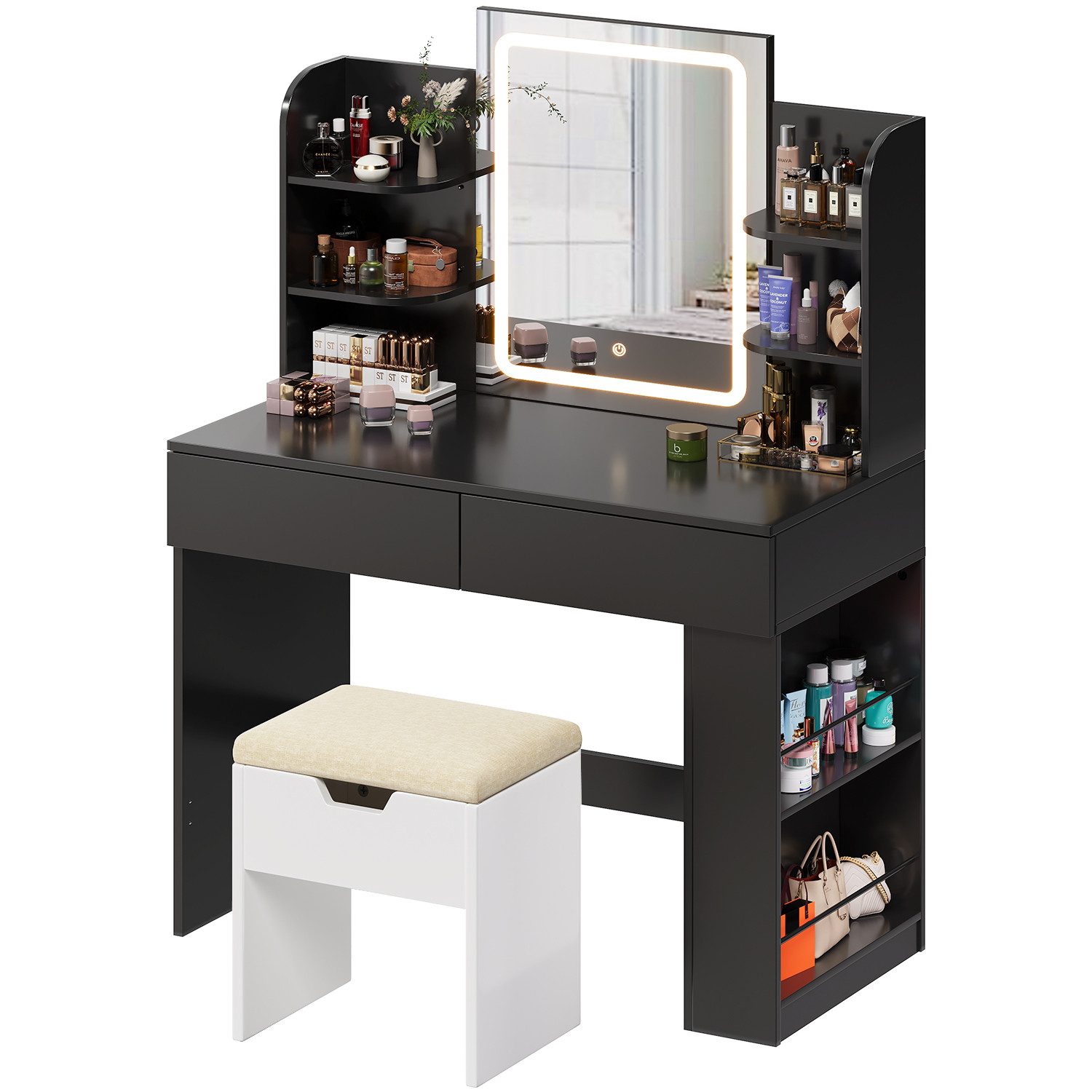 HOMALL Schminktisch mit Spiegel, LED-Beleuchtung, einstellbare günstig online kaufen
