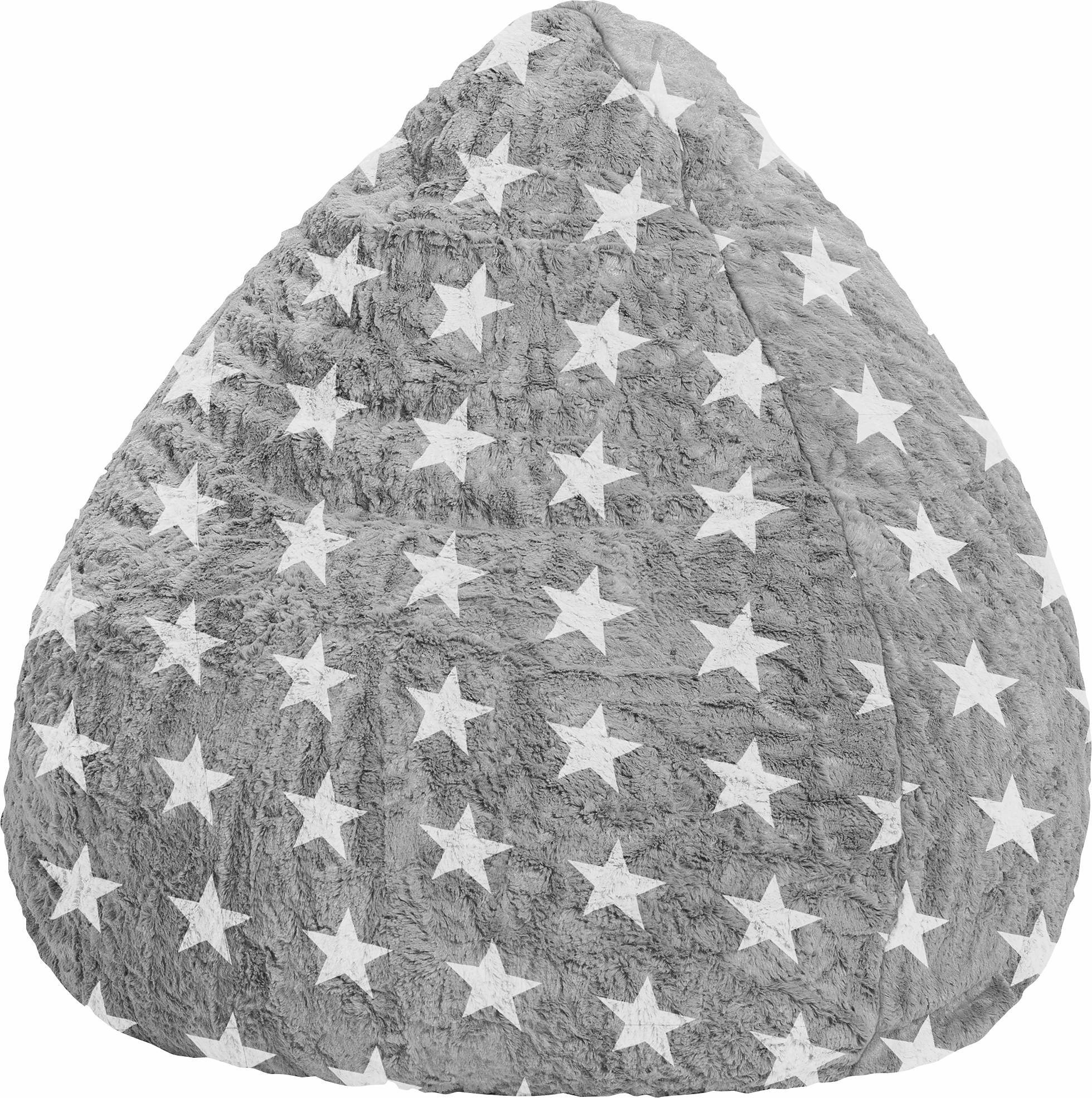 Sitting Point Sitzsack Fluffy Stars L grau