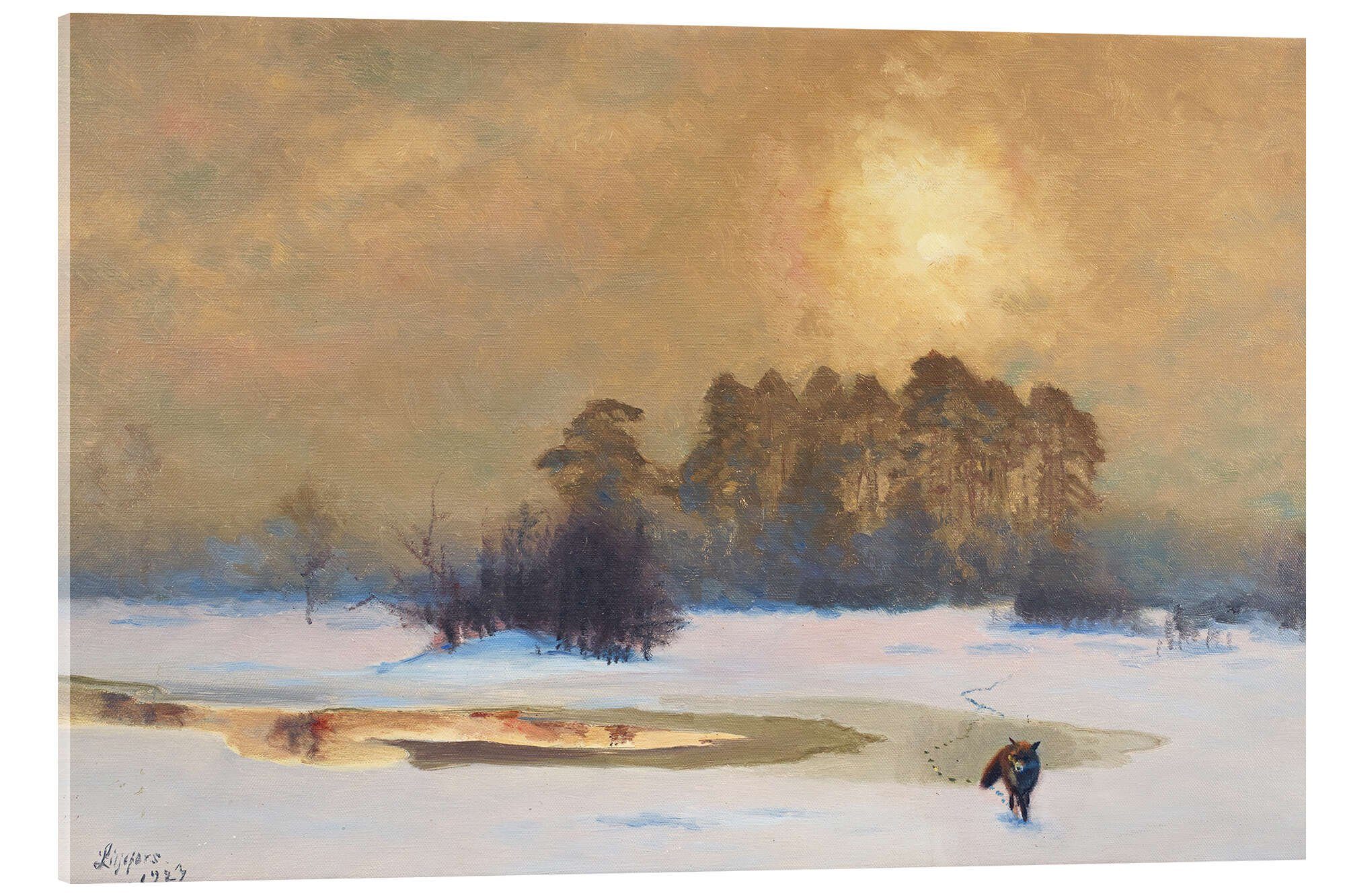 Posterlounge Wandbild Fuchs in der Winterlandschaft II, Bruno Andreas Liljefors, erhältlich als Poster, Leinwandbild, Wandsticker oder Acrylglasbild