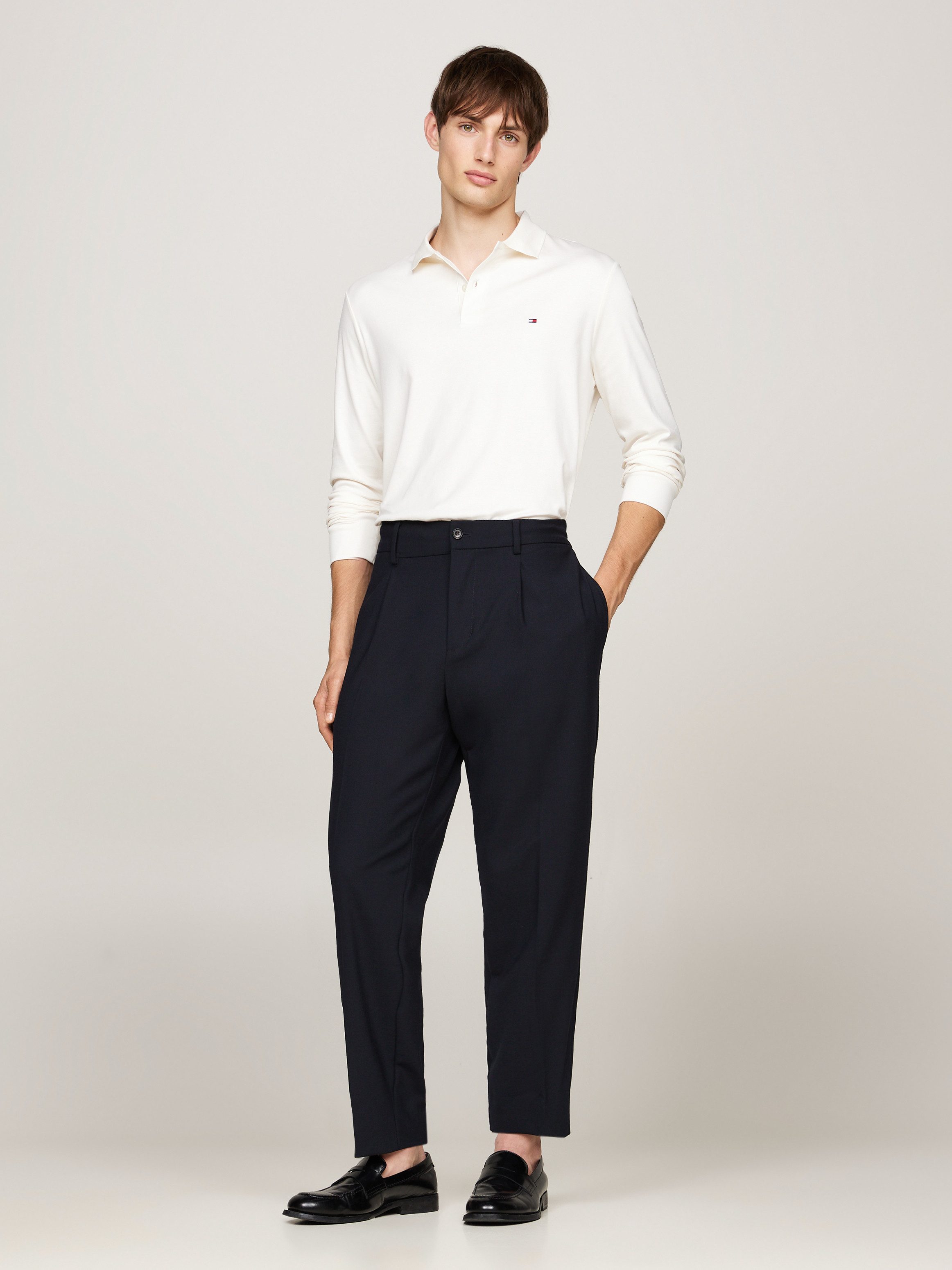 Tommy Hilfiger Langarm-Poloshirt L/S LIQUID COTTON REG POLO mit Jersey und Markenlabel unifarben, casual, regular fit, Baumwolle, Polokragen