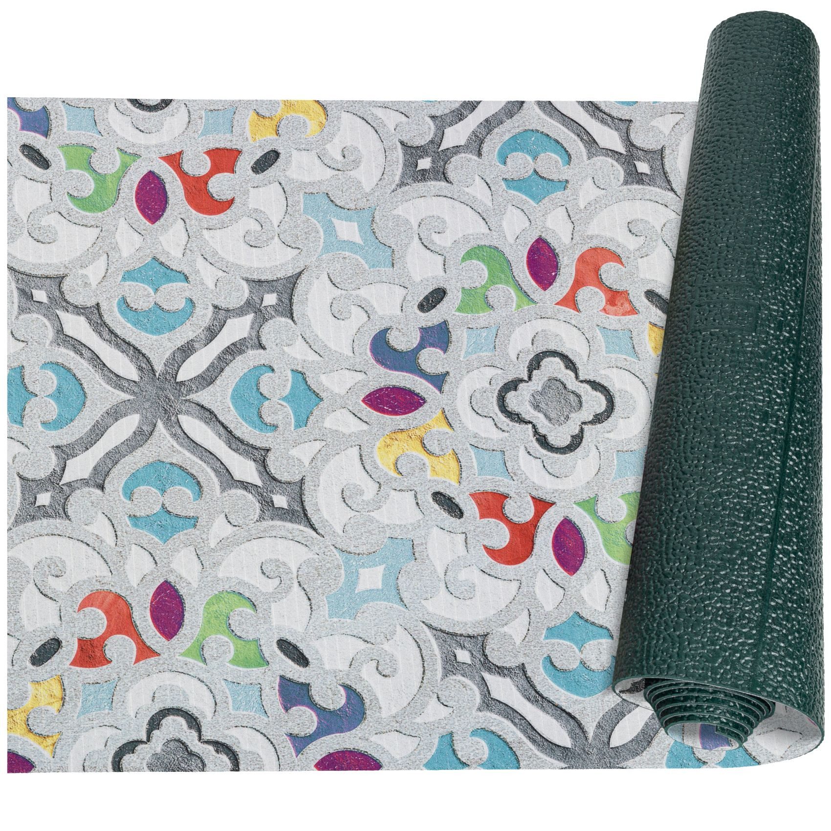 ANRO Küchenläufer GreenLine Teppichläufer Textil, Rechteckig, Höhe: 3 mm, Bodenläufer 100cm Valentina Grau pflegeleicht