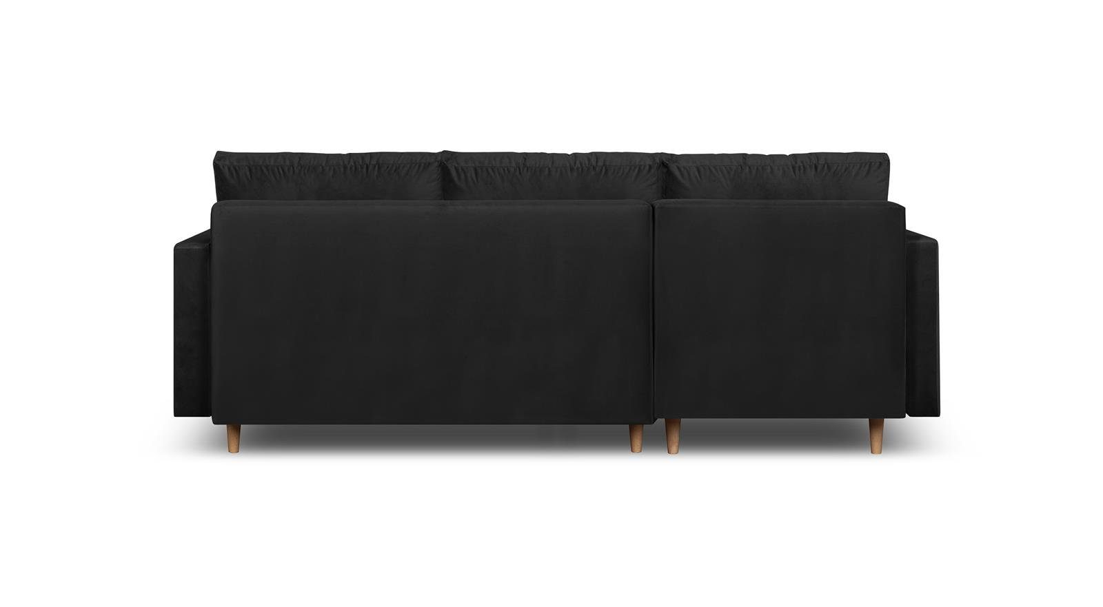 07) 226 Bettkasten Polsterecke Wohnzimmer, Schwarz im (kronos skandinavischen und für Ecksofa Beautysofa mit Ecke Stil, Schlaffunktion cm Sigurd,