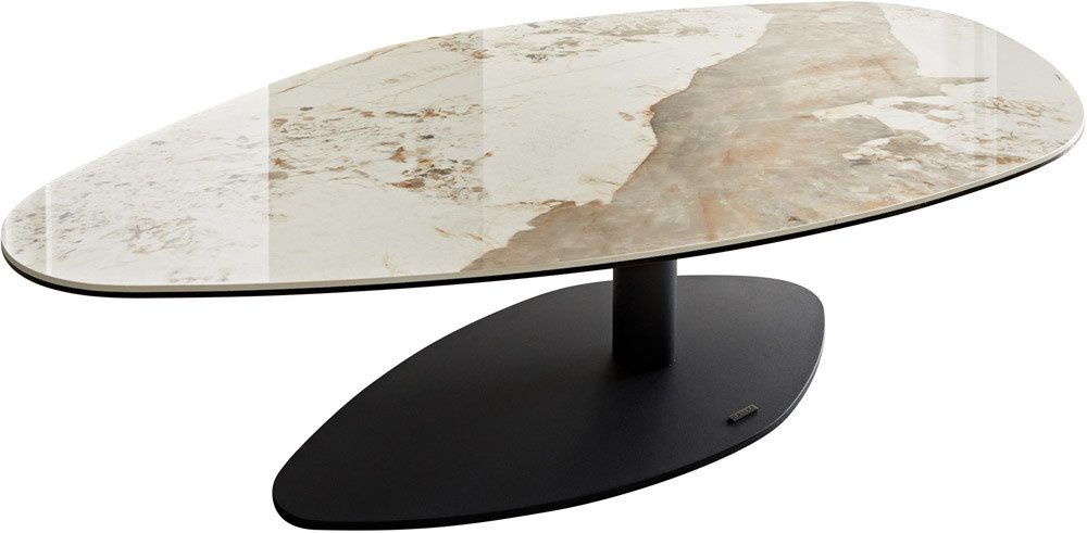 DELIFE Couchtisch Vibana, Keramik Minas Melange Weiß-Beige 140x80 cm Gestel günstig online kaufen