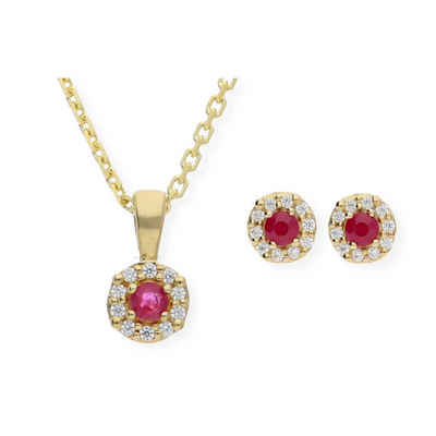 JuwelmaLux Schmuckset JuwelmaLux Set 333/000 8 Karat Gold mit Rubin JL39-11-0108