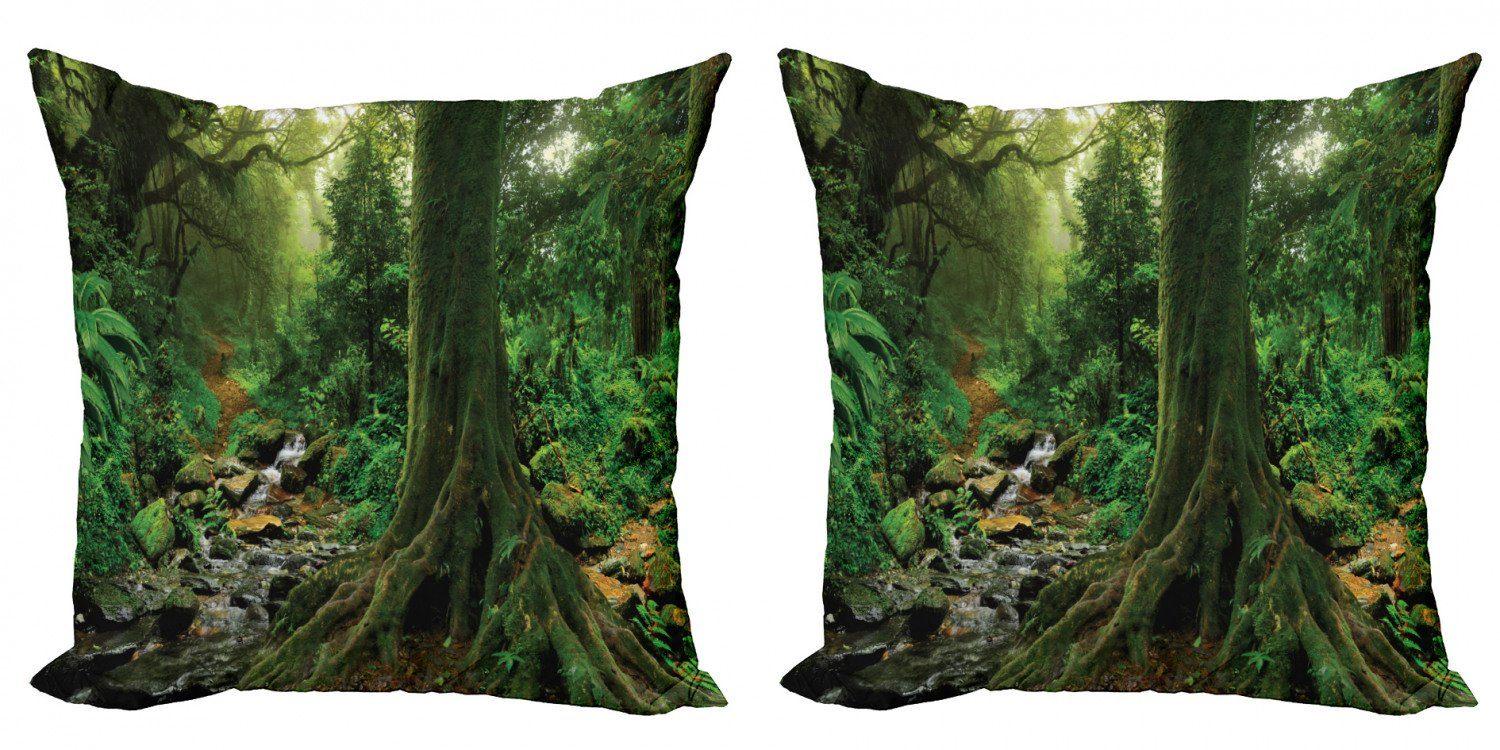 Kissenbezüge Modern Accent Doppelseitiger Digitaldruck, Abakuhaus (2 Stück), Wald Moss auf Bäumen Strom