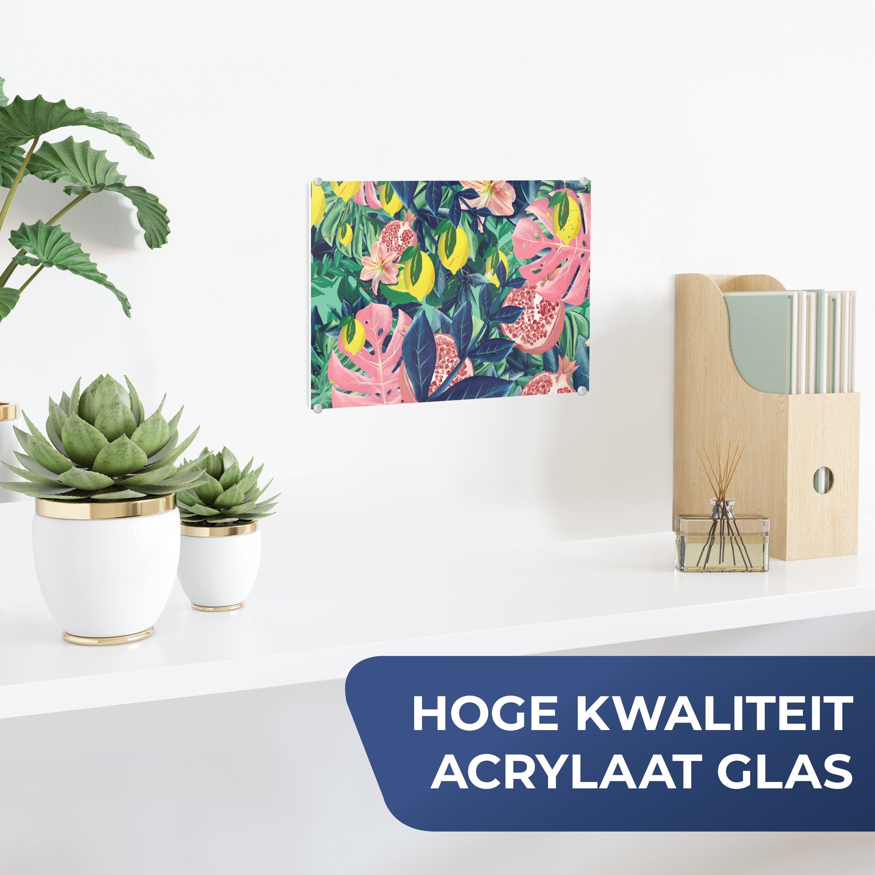 - Acrylglasbild Früchte Glasbilder Foto (1 auf - Wandbild Bilder Blumen Wanddekoration MuchoWow - auf - St), - Glas Glas Farben,