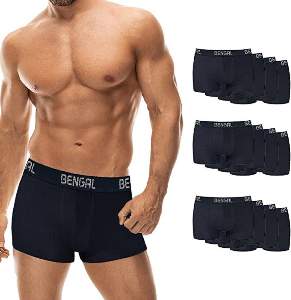 BENGAL Boxershorts BENGAL Retro Boxershorts aus Baumwolle - 12er Pack (12er Pack) doppelt genäht