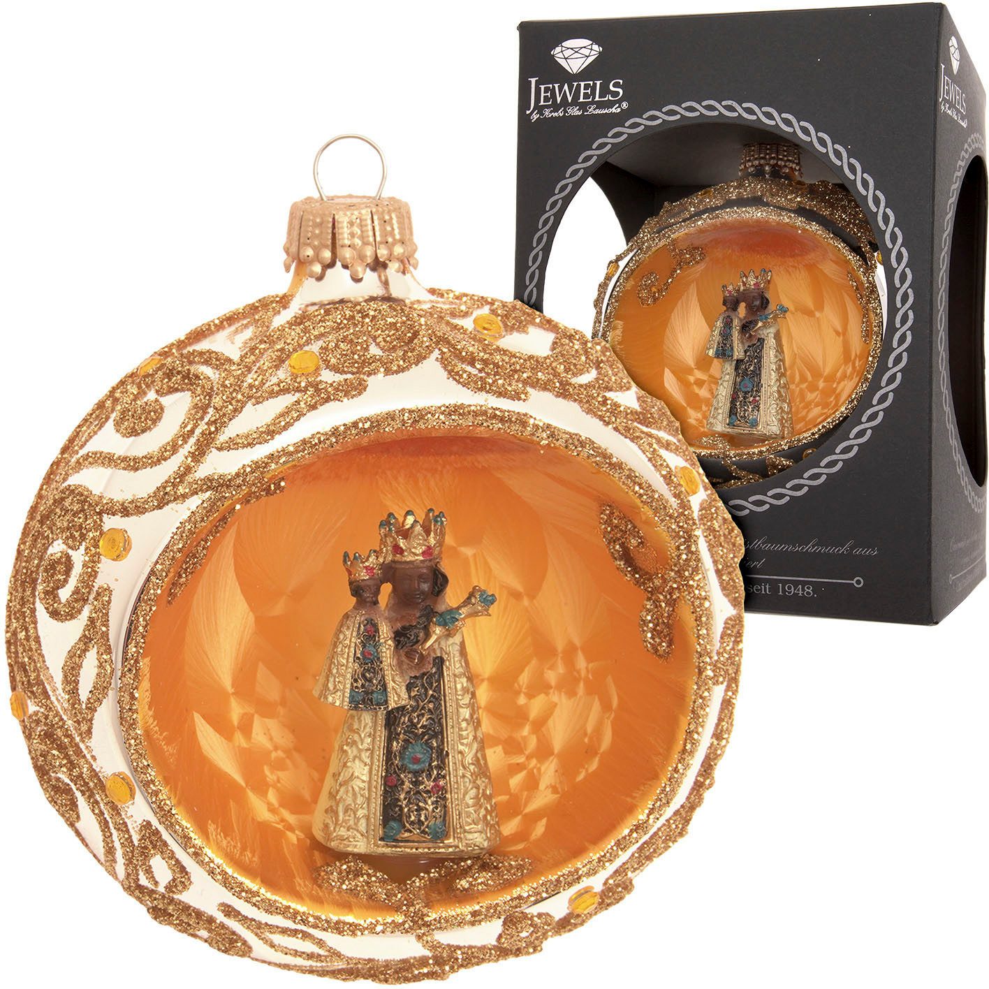 Christbaumschmuck Reflexkugel mit schwarzer Madonna