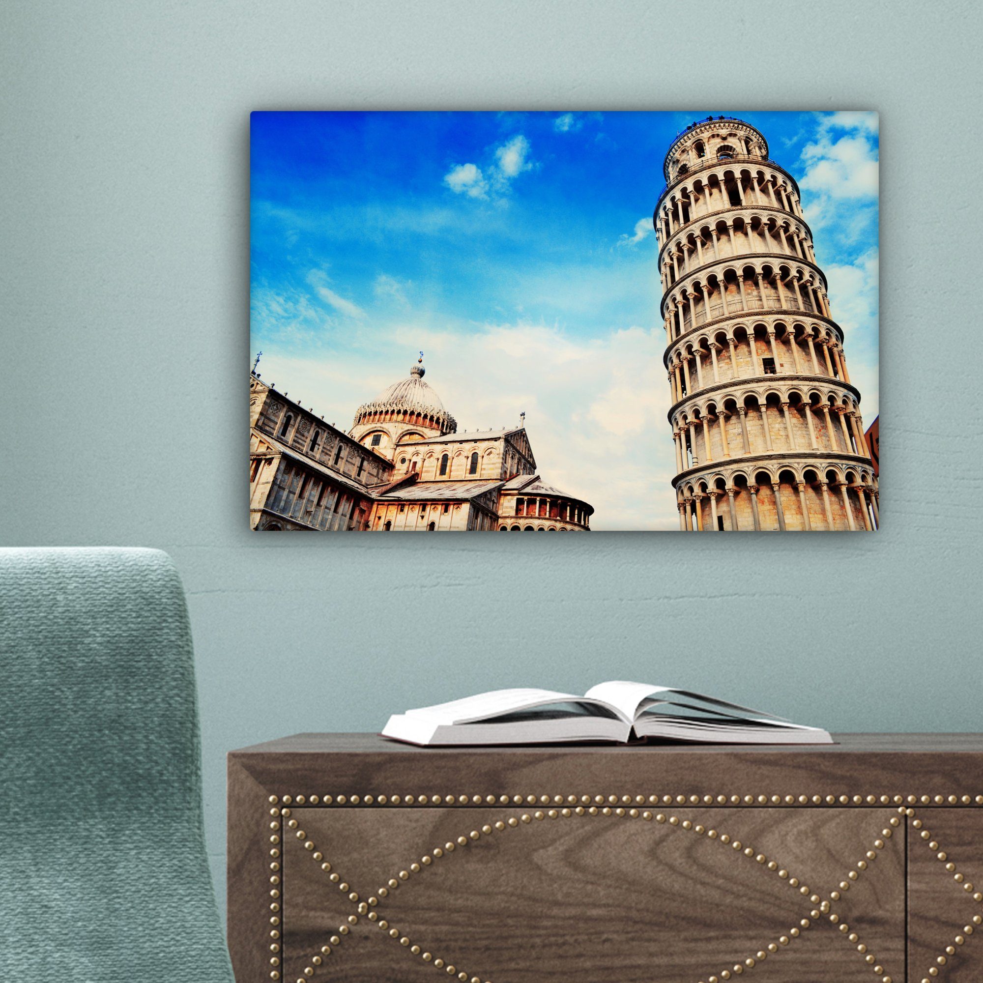 Italien Wandbild Wanddeko, - Aufhängefertig, (1 St), Pisa Leinwandbilder, Turm Leinwandbild cm Europa, 30x20 - von OneMillionCanvasses®