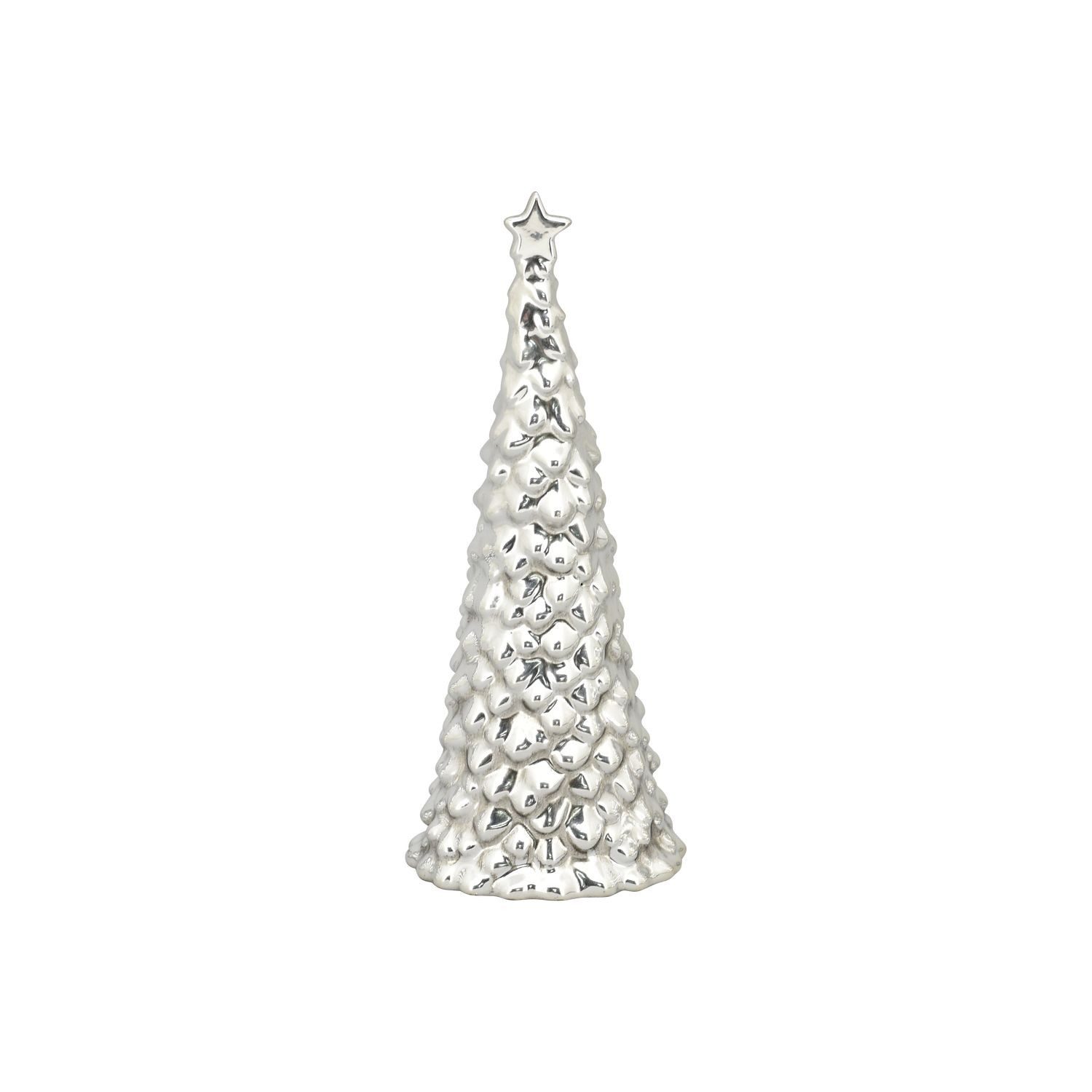 Exner GmbH Garten- & Wohnaccessoires Weihnachtsfigur Baum ArgenT - silber - Keramik - 8x8,5x20,4 cm