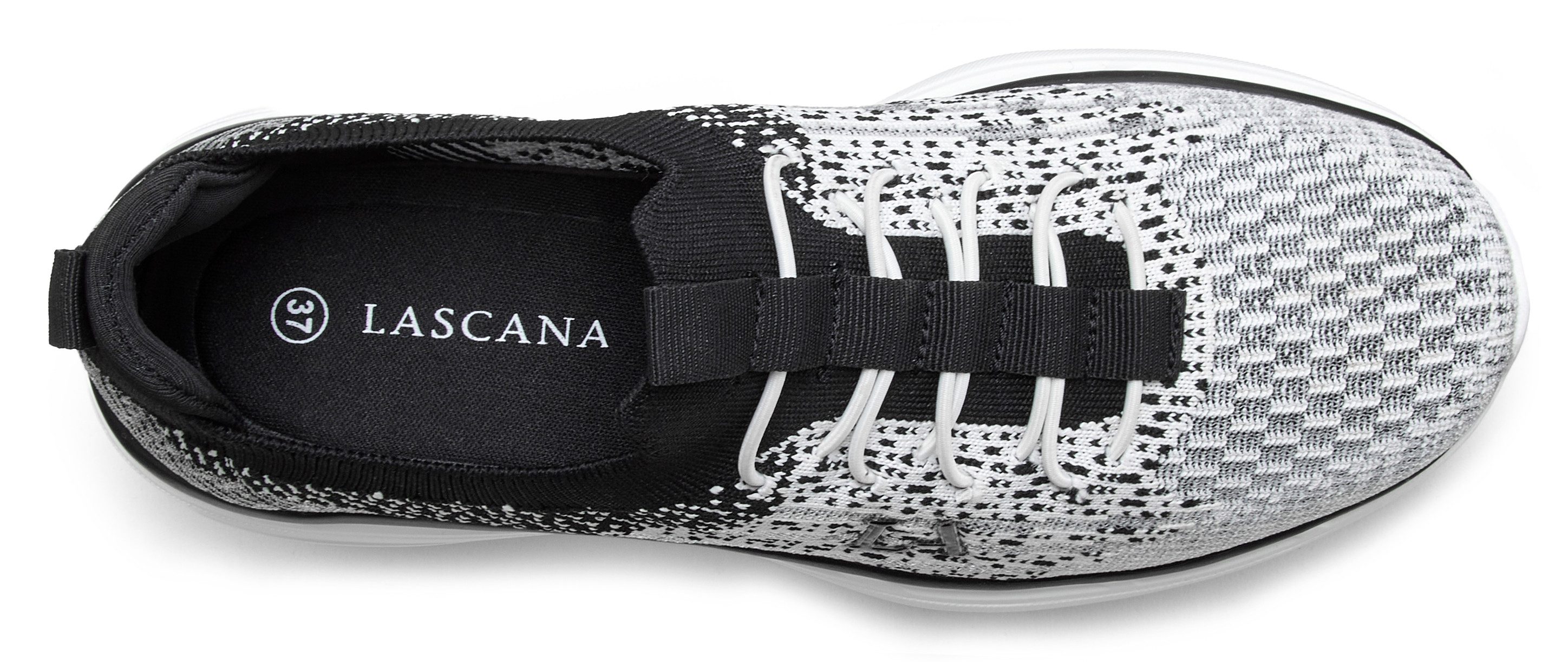 LASCANA Slipper, Halbschuh, Turnschuhe, Slip-On-Sneaker, Sneaker bequem zum Reinschlüpfen mit elastischen Schnürbändern Unisex VEGAN