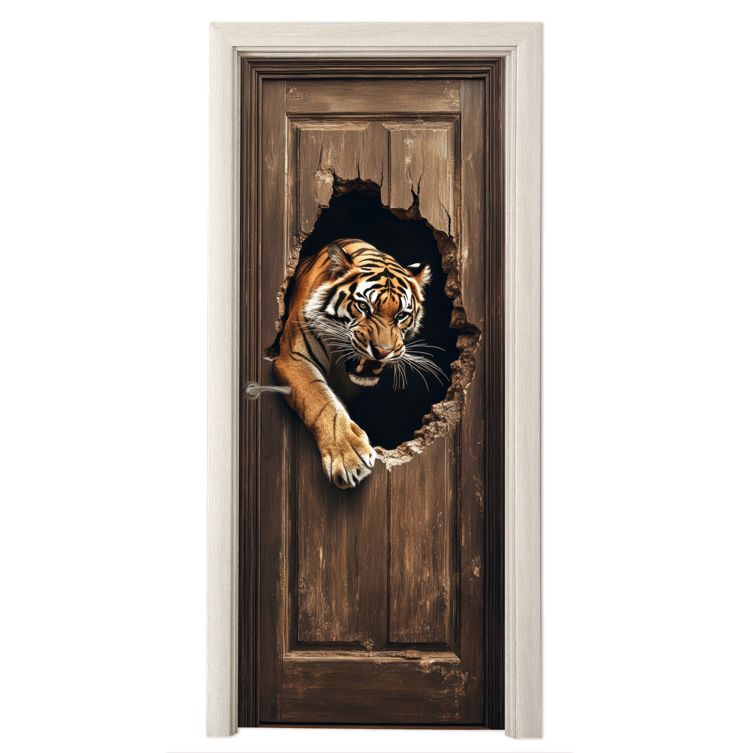 MuchoWow Türtapete Tiger - Durchsichtig - Tür - Holz - Tiere, Matt, bedruck günstig online kaufen