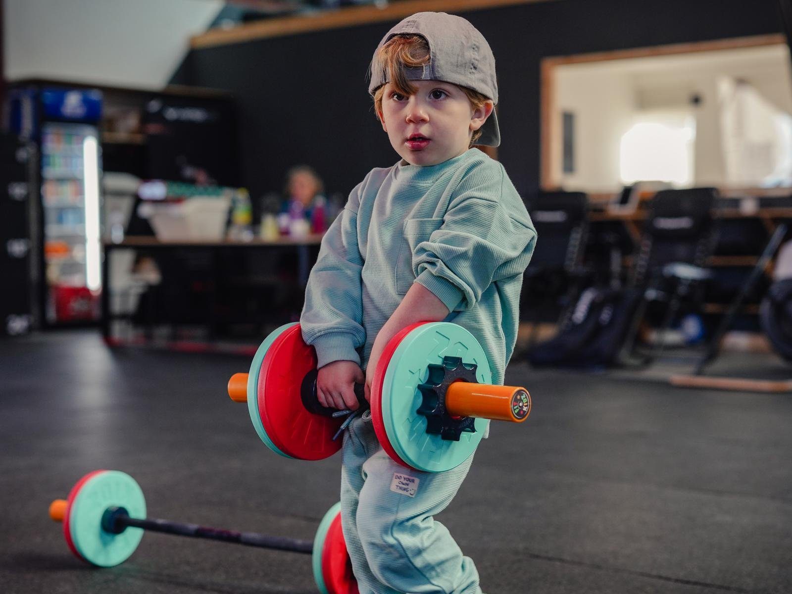 FitKidz Kurzhantel Kinder Kurzhantel Fitness Spielzeug Geschenkidee, (Set, mit Hantel, 4 Platten, 2 Sicherungsmuttern)