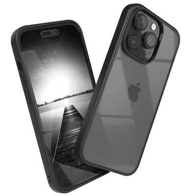EAZY CASE Handyhülle Bumper Case für Apple iPhone 14 Pro 6,1 Zoll, Hülle Durchsichtig kratzfest Back Cover mit Displayschutz Schwarz