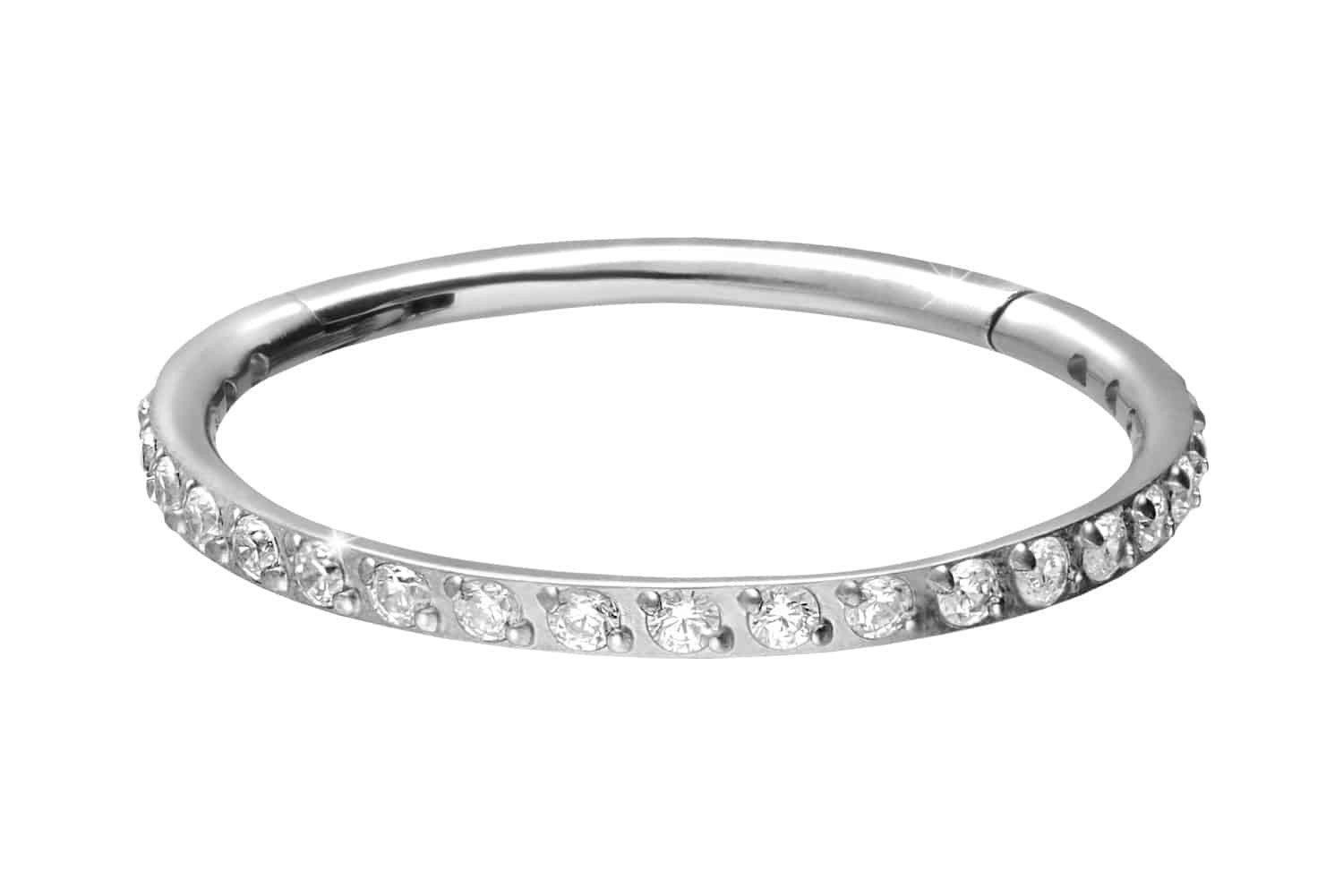 PIERCINGLINE Nasenpiercing Titan Segmentring Clicker EINGEFASSTE KRISTALLE günstig online kaufen