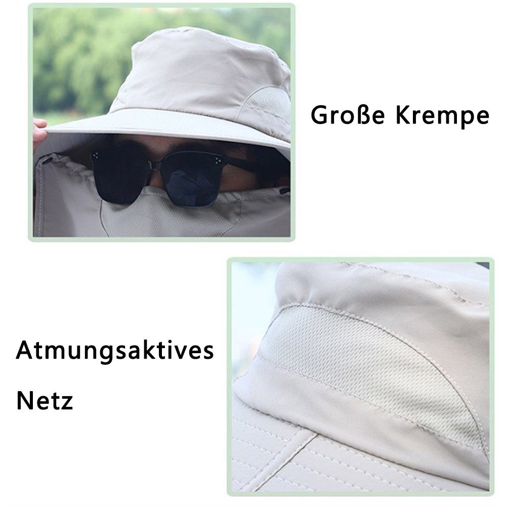 bequem Dekorative Männer, Outdoor-Sonnenhut Outdoorhut atmungsaktiv, Dunkelgrau Sonnenschutz, für