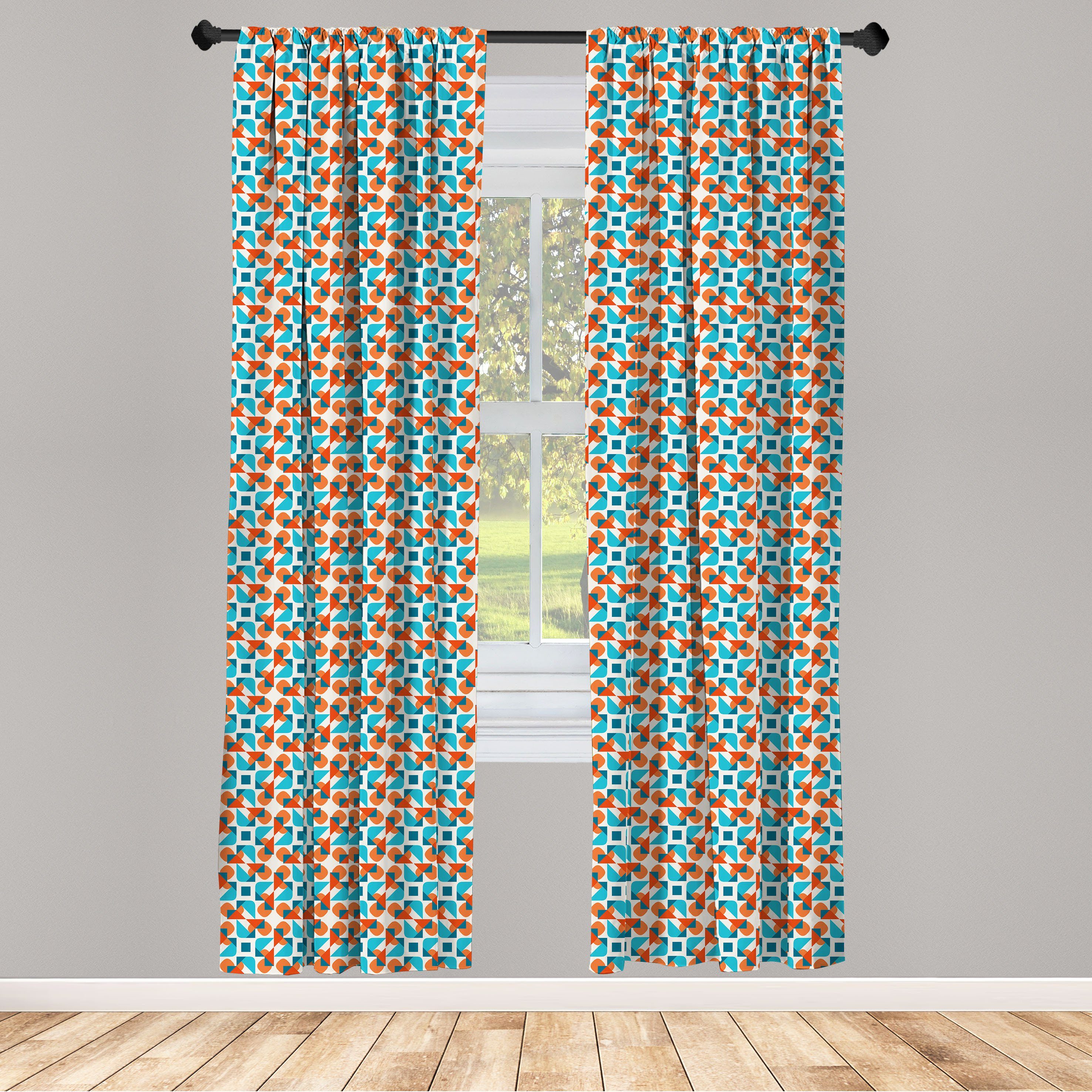 Gardine Vorhang für Abgerundeten Orange Microfaser, Wohnzimmer Dekor, Dreiecks-Platz Schlafzimmer Abakuhaus, Blue