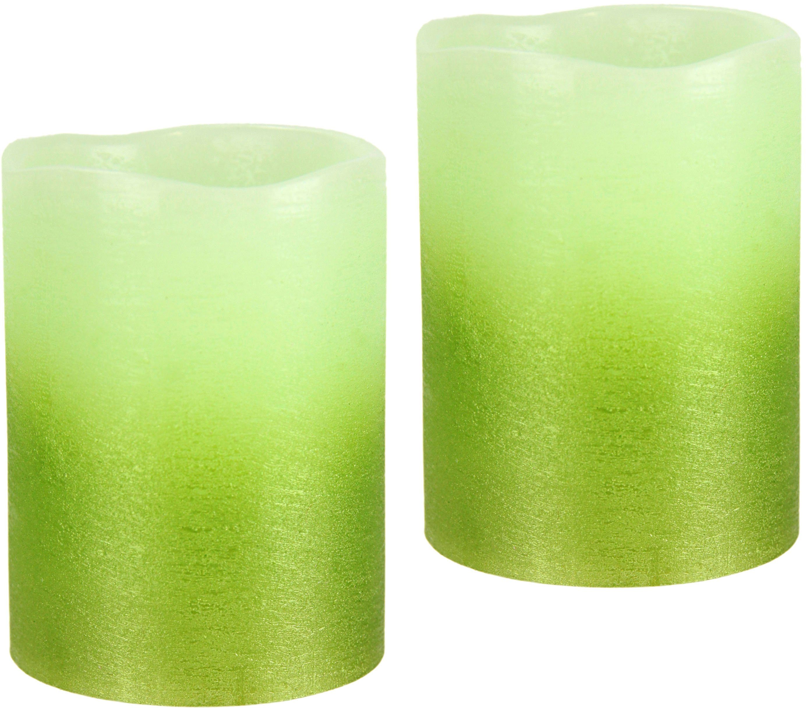 I.GE.A. LED-Kerze LED-Kerzen Flackernd Warmweiß 2er Set Stumpenkerze Deko Valentinstag (2-tlg), Romantische Dekoration Rosa Echtwachs romantisch