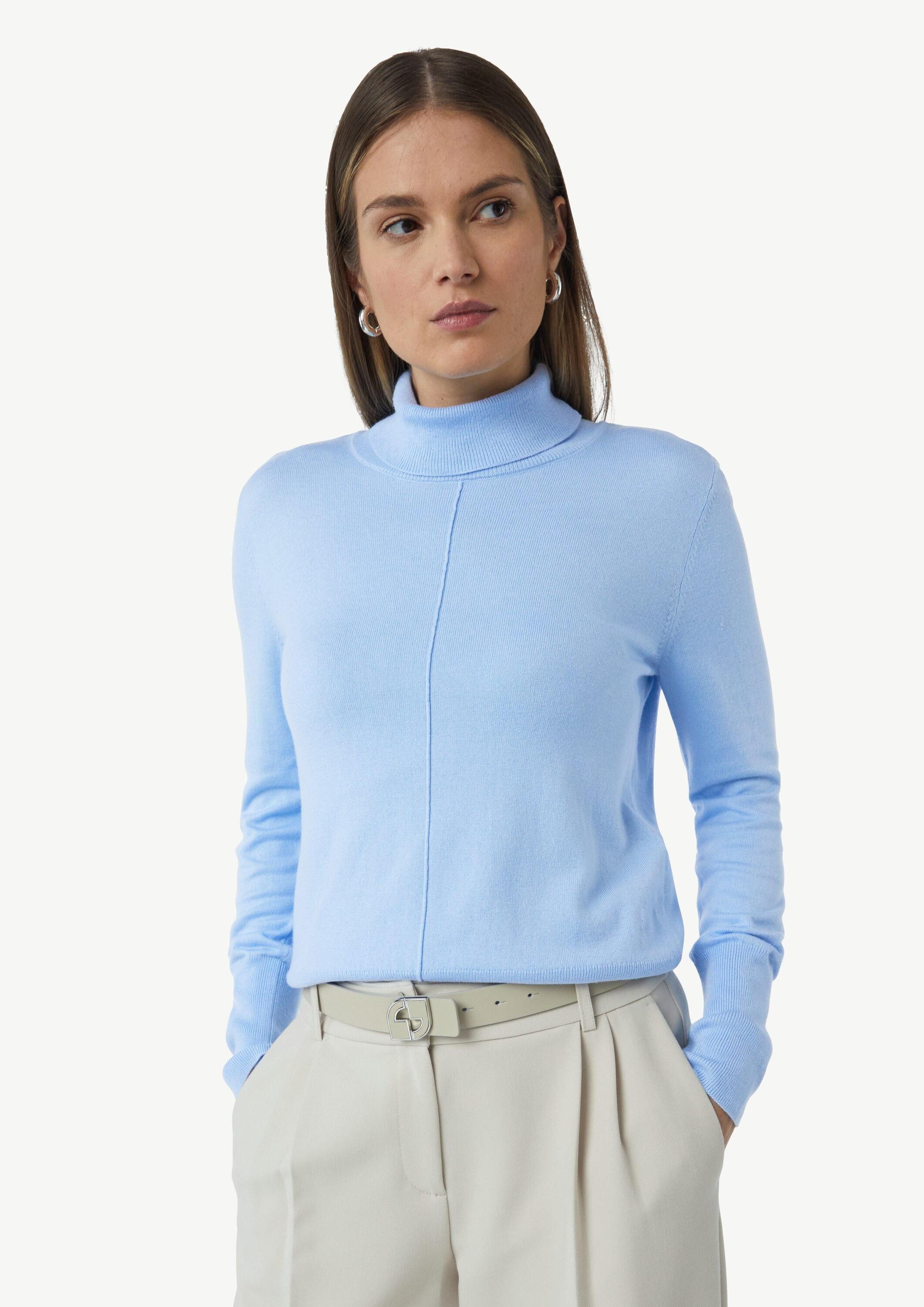 comma Longpullover Strickpullover Pullover mit Turtleneck und Ziernaht