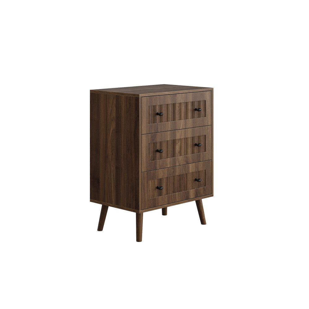 BBWL Stauraumschrank Kommode Walnuss 3 Schubladen moderner Kleiderschrank Schminktisch Flur Holz Aufbewahrungsschrank Wohnzimmer Schlafzimmer