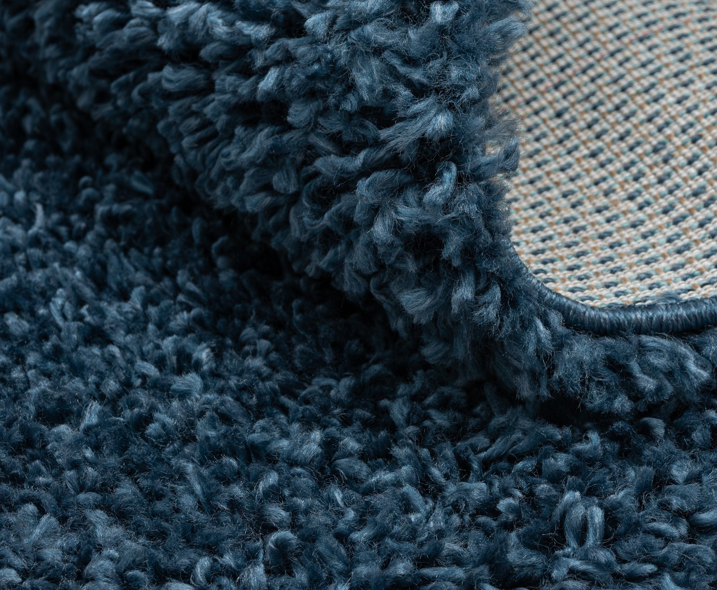 LebensWohnArt Teppich Hochflor Teppich SHAGGY dunkelblau rund diverse Größe günstig online kaufen