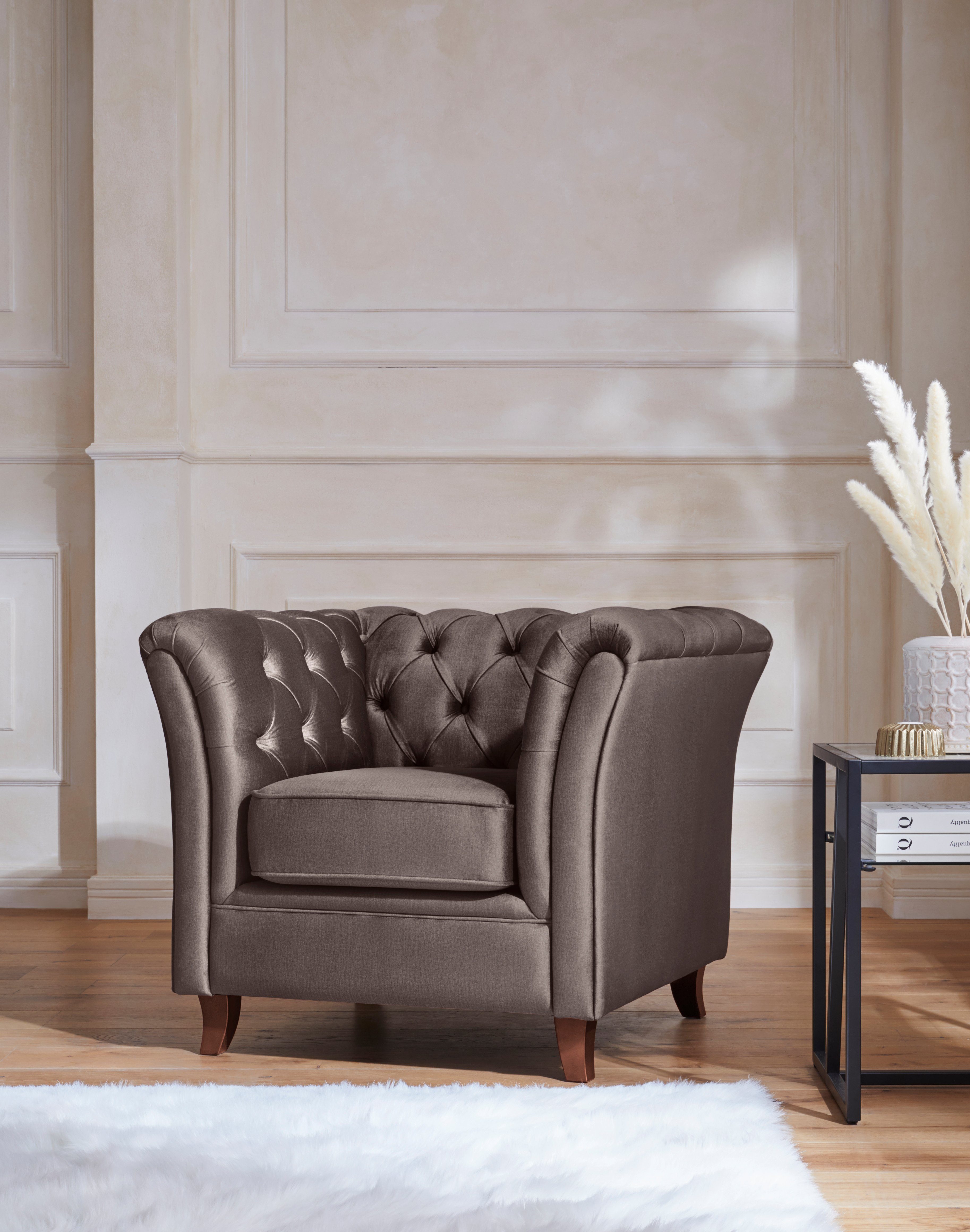 Home affaire Chesterfield-Sessel Reims Cocktailsessel, Sessel, mit echter Chesterfield-Knopfheftung, hochwertige Verarbeitung