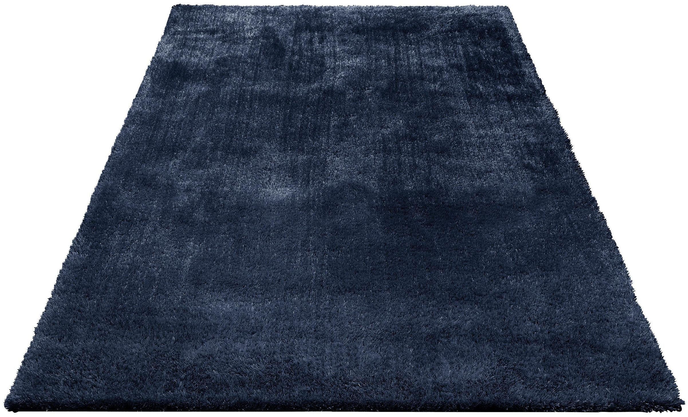 Hochflor-Teppich Deman, Wohnzimmer, Uni-Farben, affaire, blau mm, Höhe: Schlafzimmer flauschig, 25 rechteckig, Home Mikrofaser Teppiche