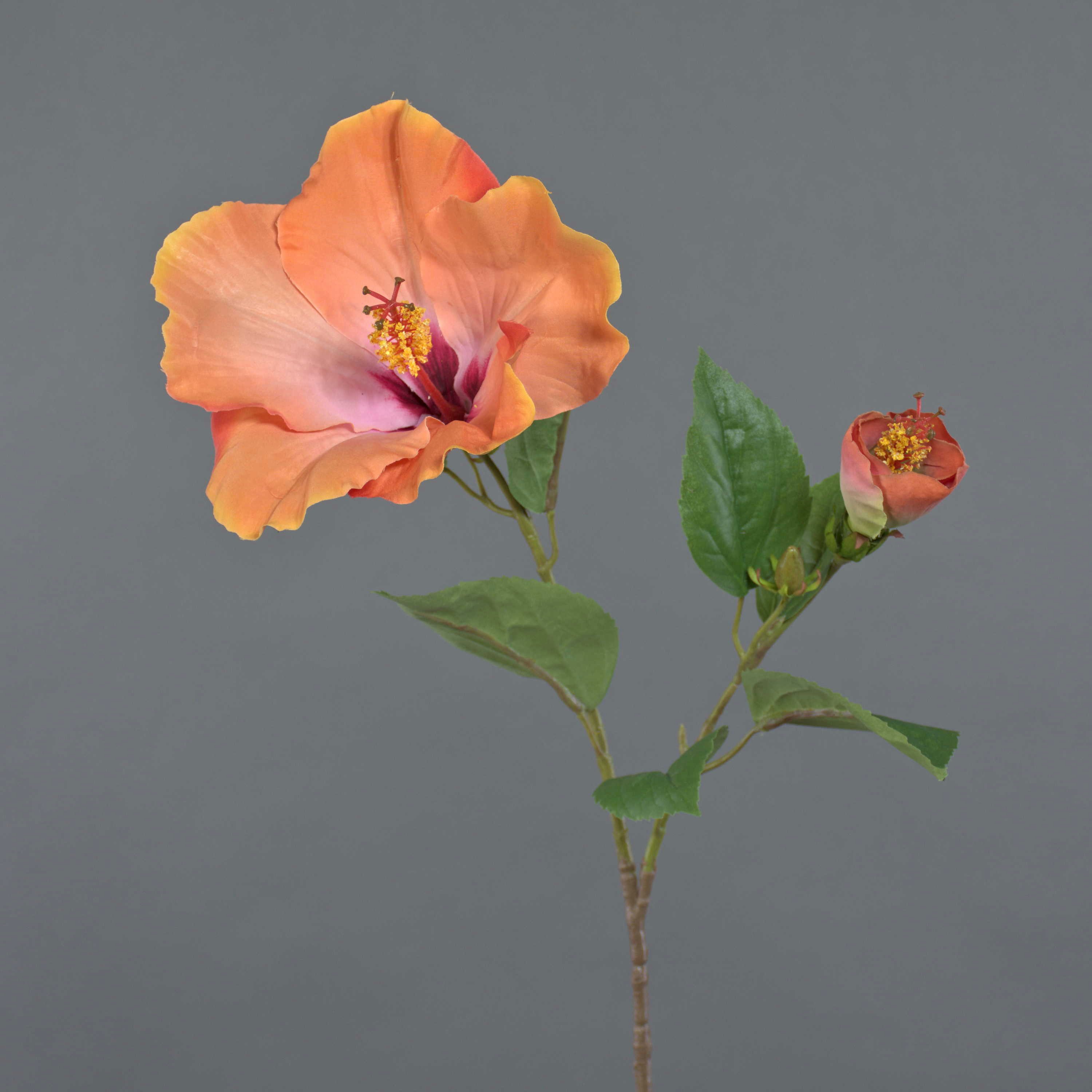Kunstzweig Hibiskus Kunstblume OAHU mit Blüten, orange, 65cm Hibiskus, artplants, Höhe 70.0 cm