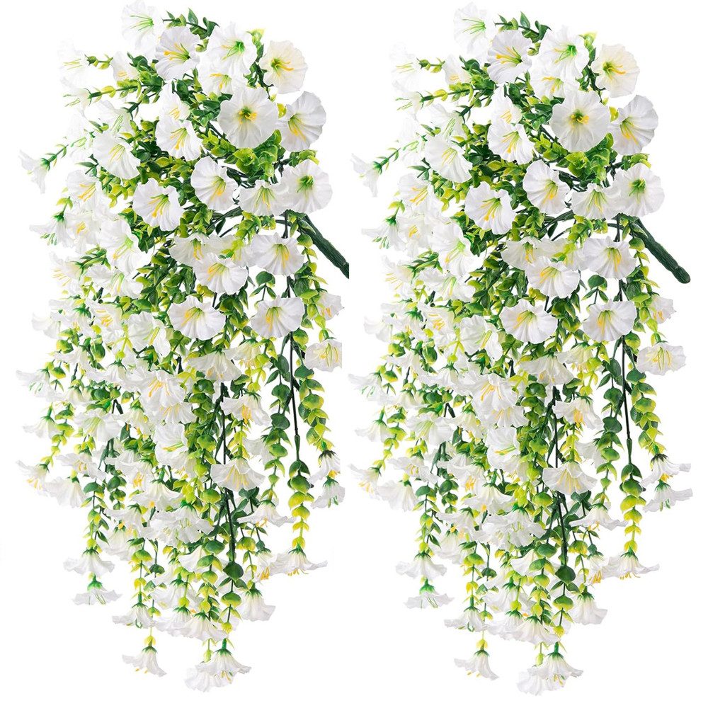 Kunstblumenstrauß 2 Stück Hängepflanze Künstlich Kunstblumen Veilchen Hängend, Diwzbyn, für Outdoor Terrassen Balkon Blumenampel