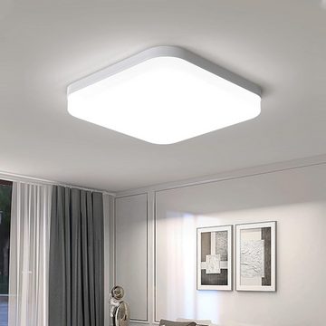 IBETTER Deckenleuchte LED Deckenleuchte Flach Eckig Weiß Deckenlampe, LED fest integriert, Modern Panel Lampe für Badezimmer Küche Wohnzimmer Schlafzimmer Flur, Neutralweiß, 2400LM, IP65, Ø24.8CM, 30W, 6500K